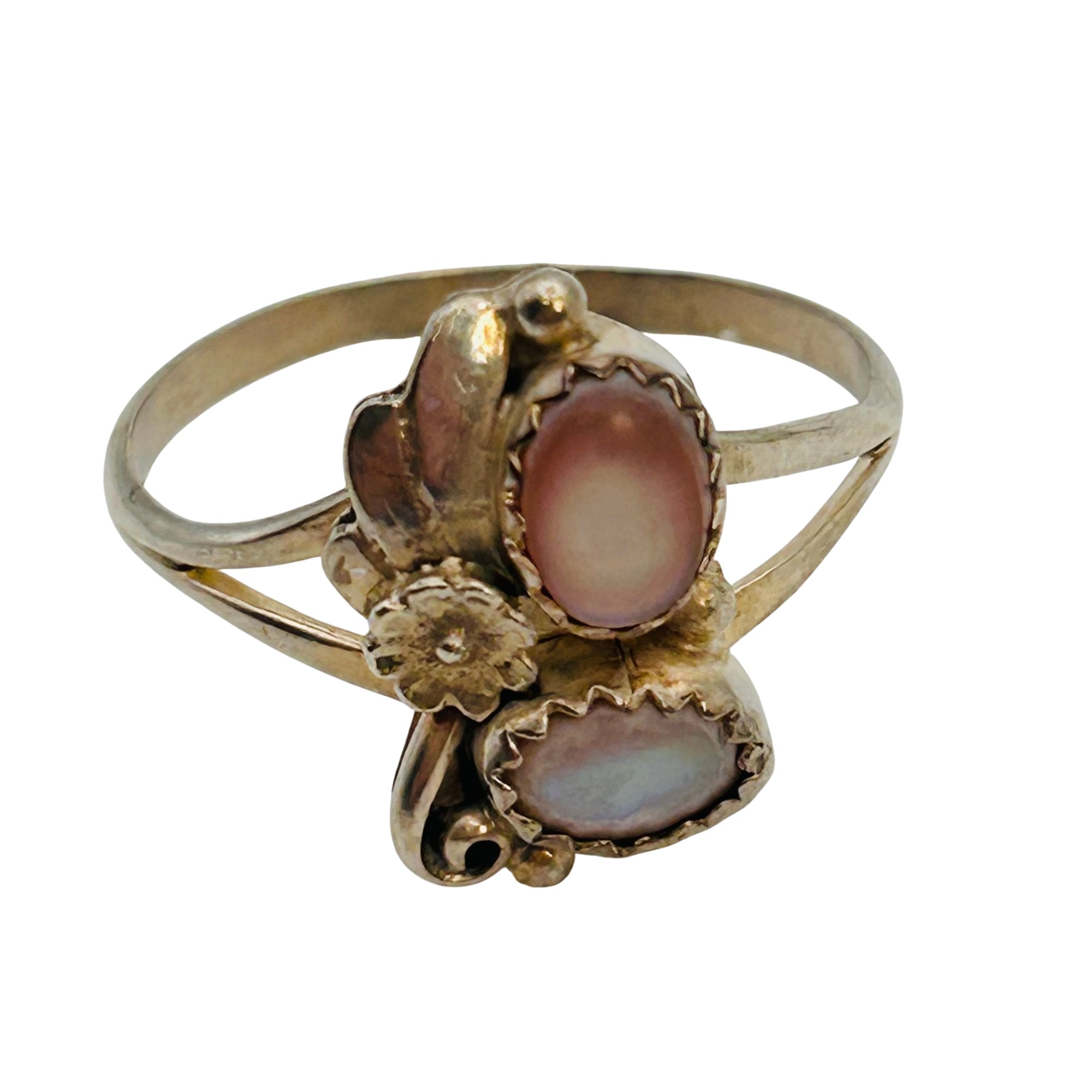 Vintage Navajo Sterling Mother Of Pearl Ring Sz 9.5