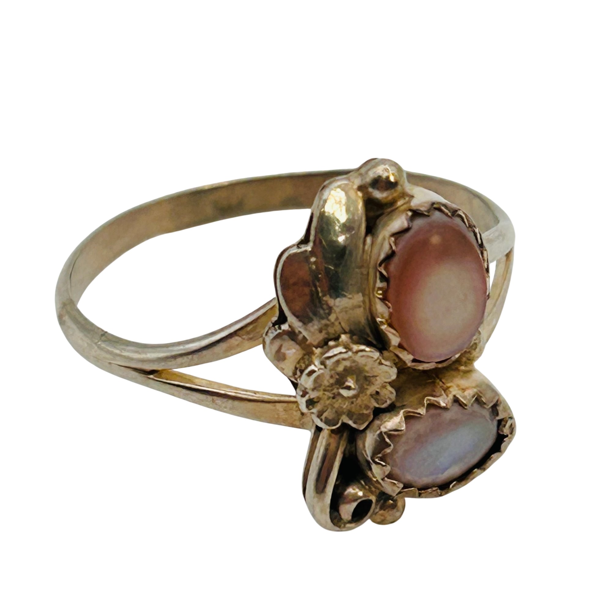 Vintage Navajo Sterling Mother Of Pearl Ring Sz 9.5