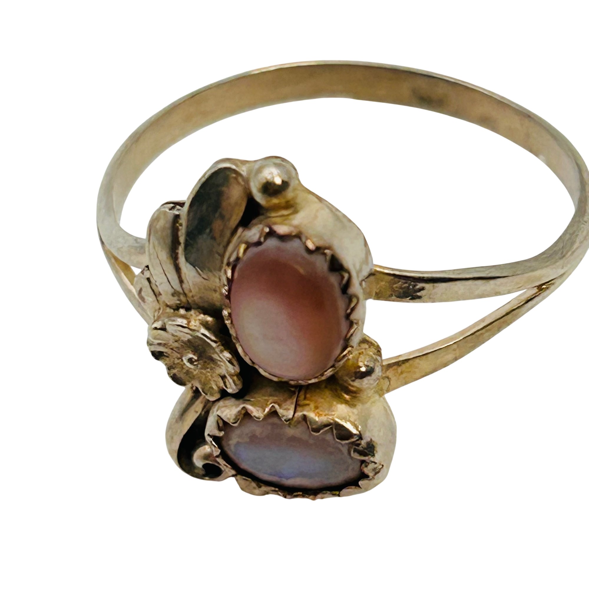 Vintage Navajo Sterling Mother Of Pearl Ring Sz 9.5