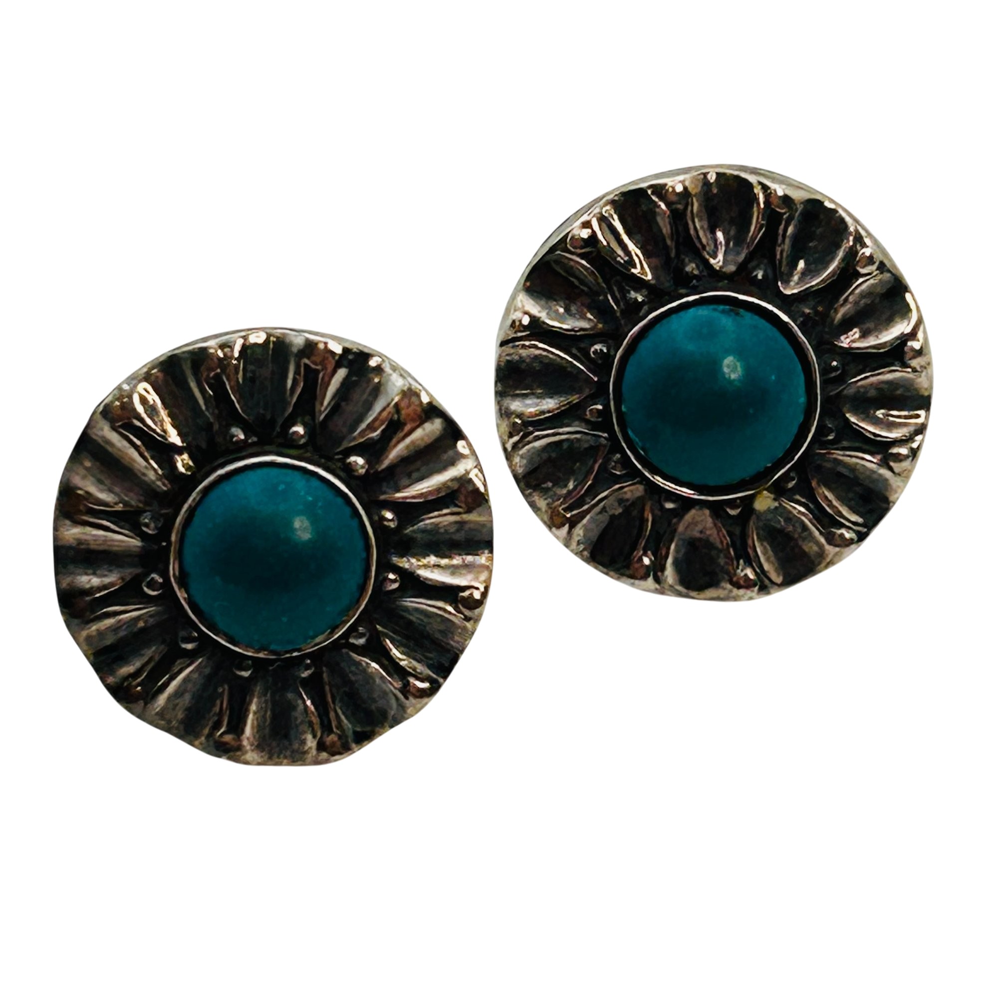 Signed Southwest Sterling Turquoise Earrings