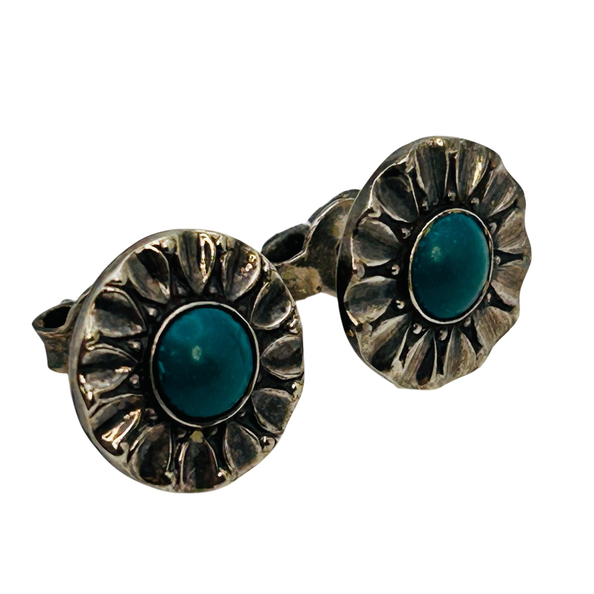 Signed Southwest Sterling Turquoise Earrings