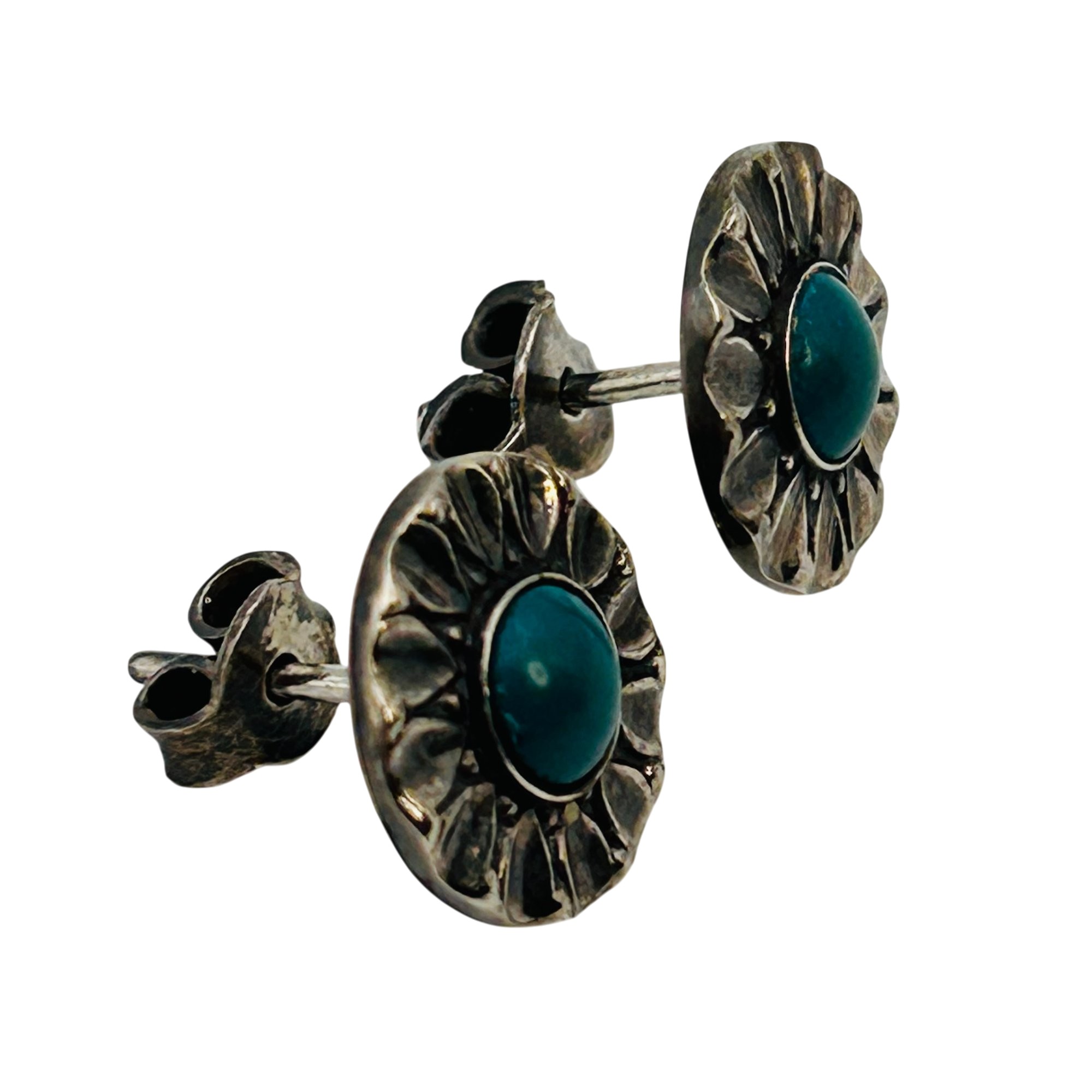 Signed Southwest Sterling Turquoise Earrings