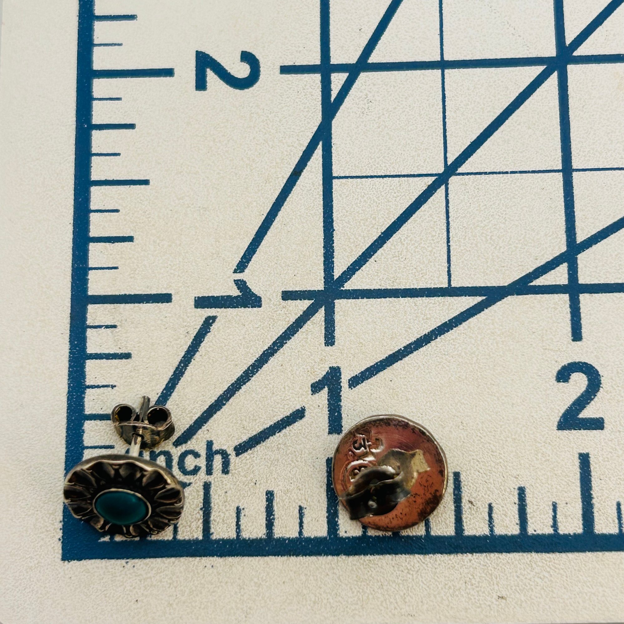 Signed Southwest Sterling Turquoise Earrings