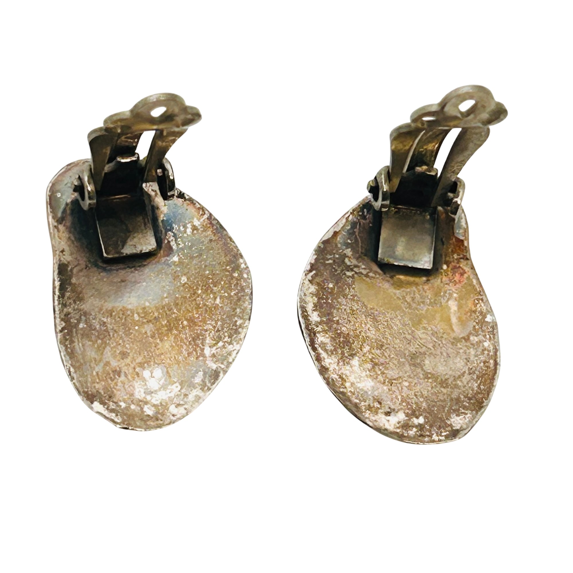 Navajo Sterling Bear Claw Turquoise Earrings