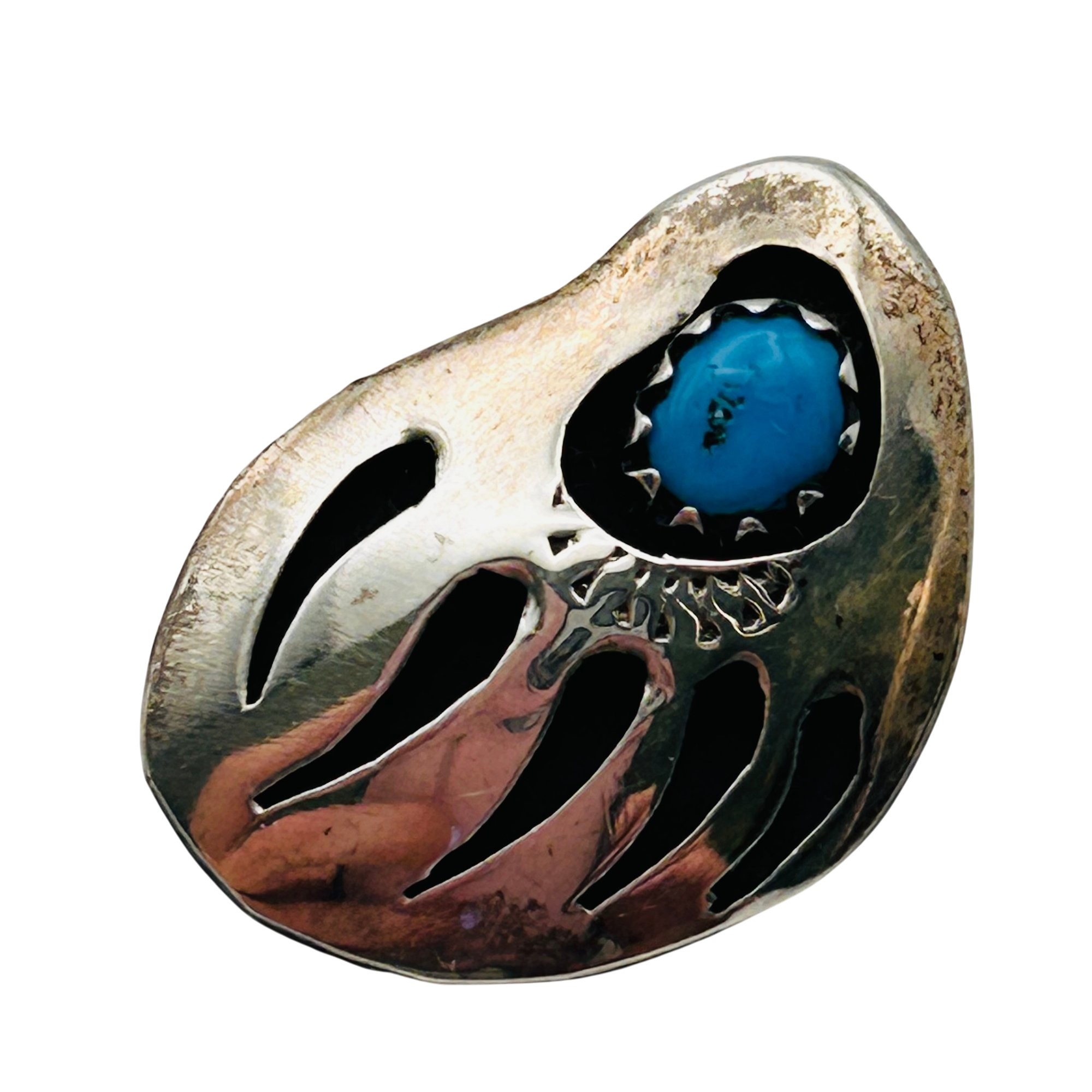 Navajo Sterling Bear Claw Turquoise Earrings