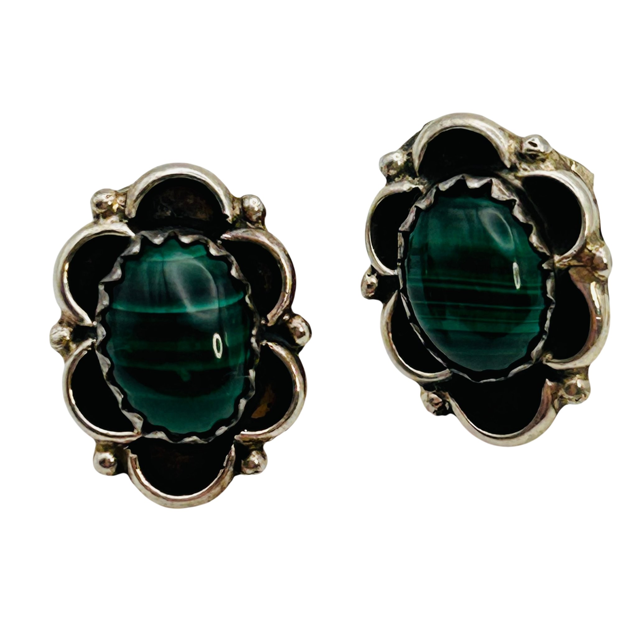 Navajo Sterling Malachite Earrings