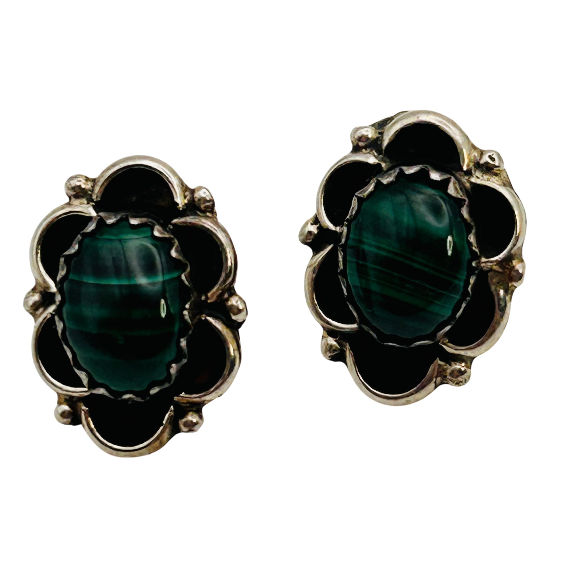Navajo Sterling Malachite Earrings