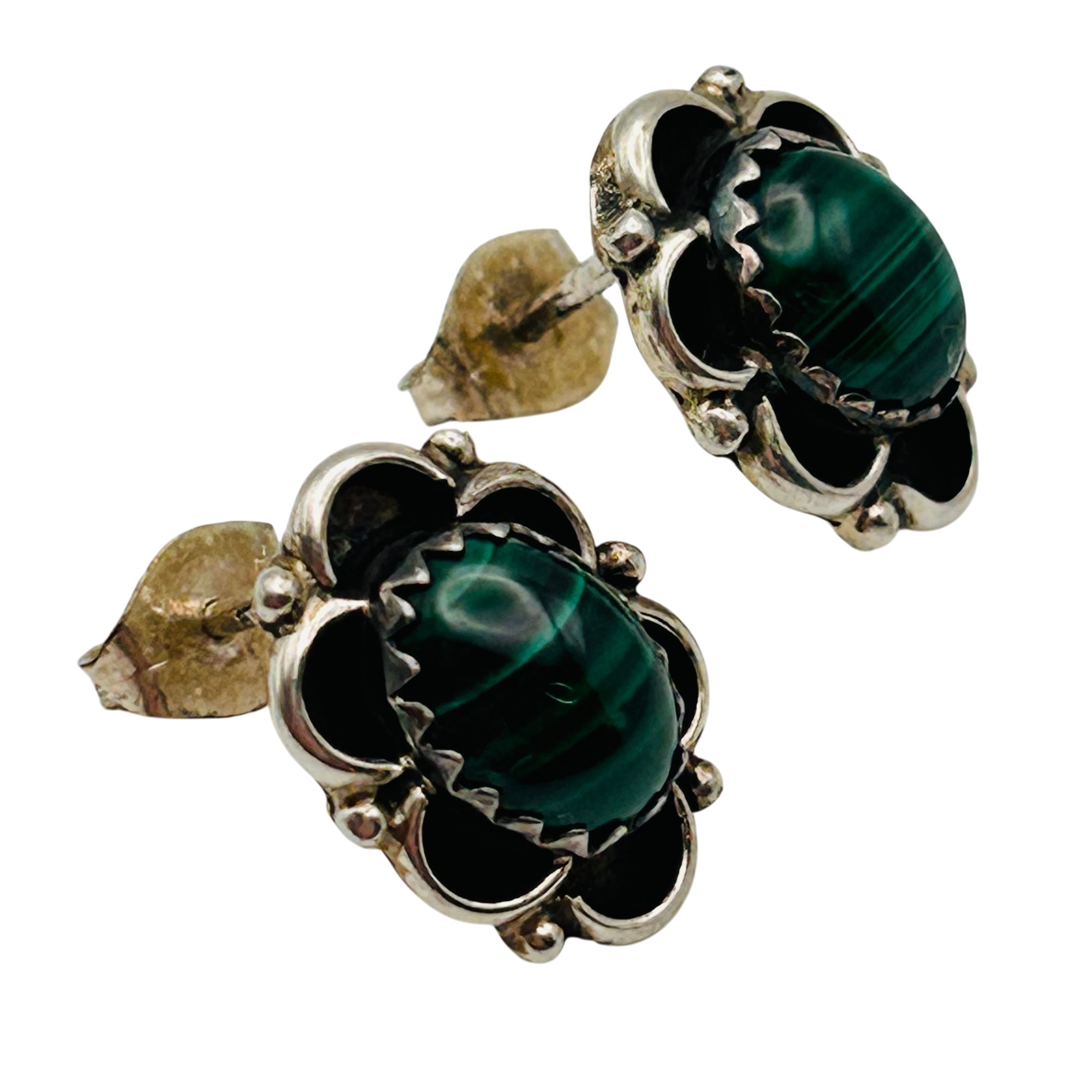 Navajo Sterling Malachite Earrings