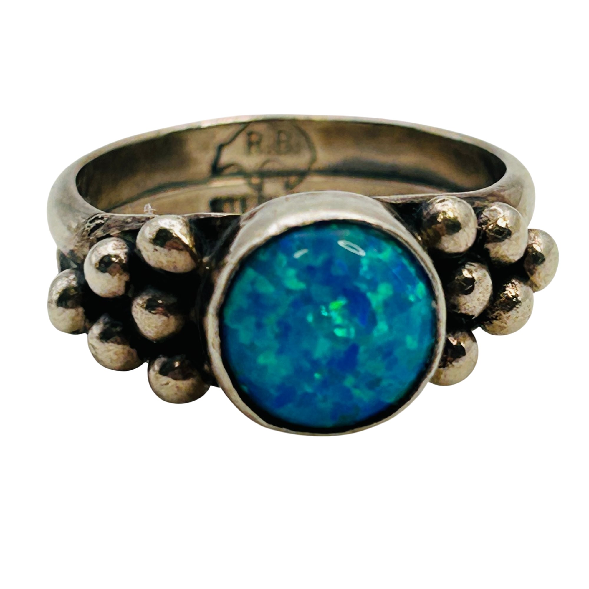 Running Bear Navajo Sterling Opal Ring Sz 6