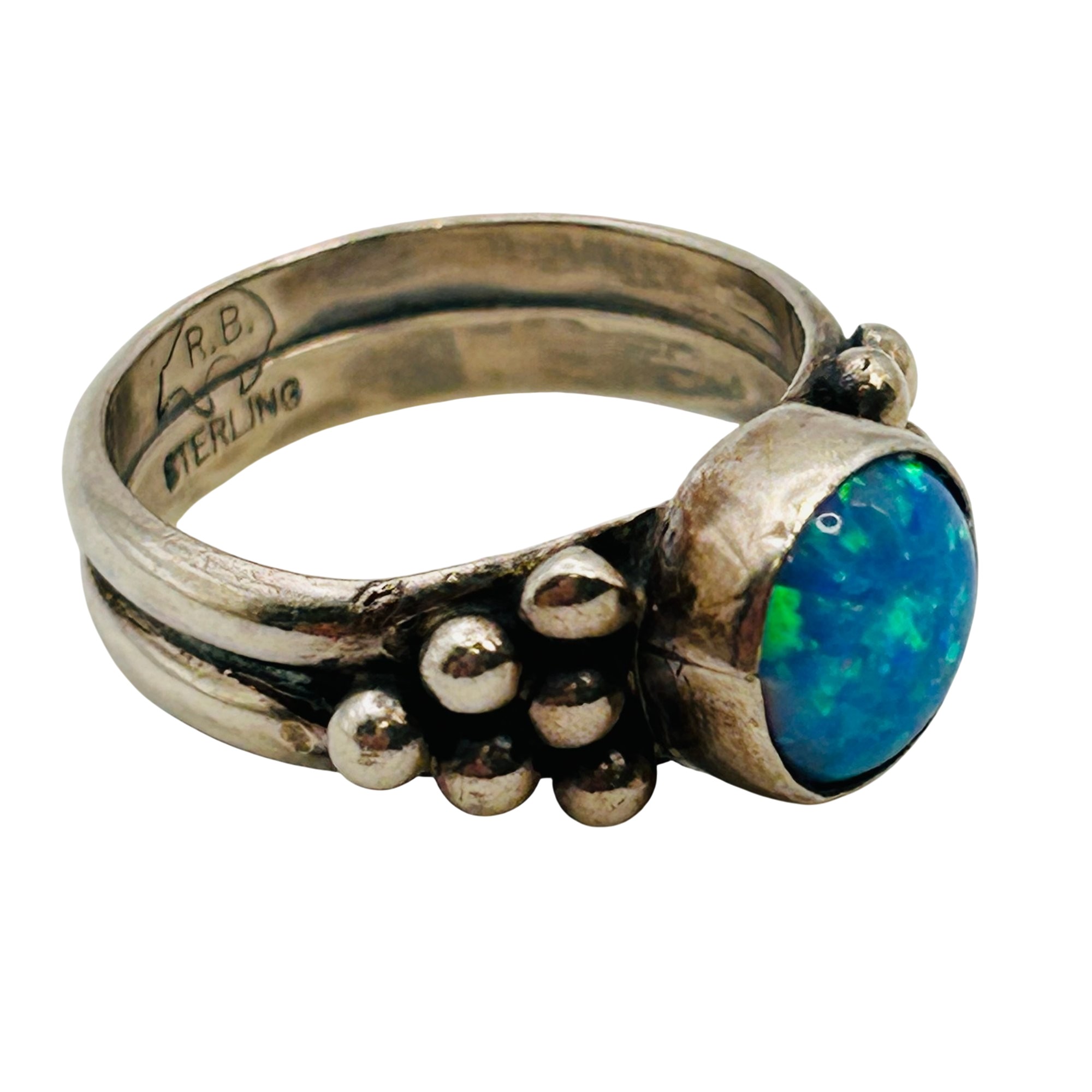 Running Bear Navajo Sterling Opal Ring Sz 6