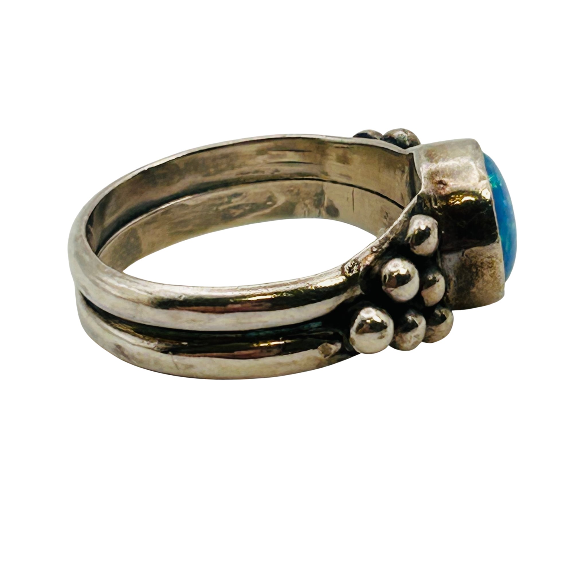 Running Bear Navajo Sterling Opal Ring Sz 6