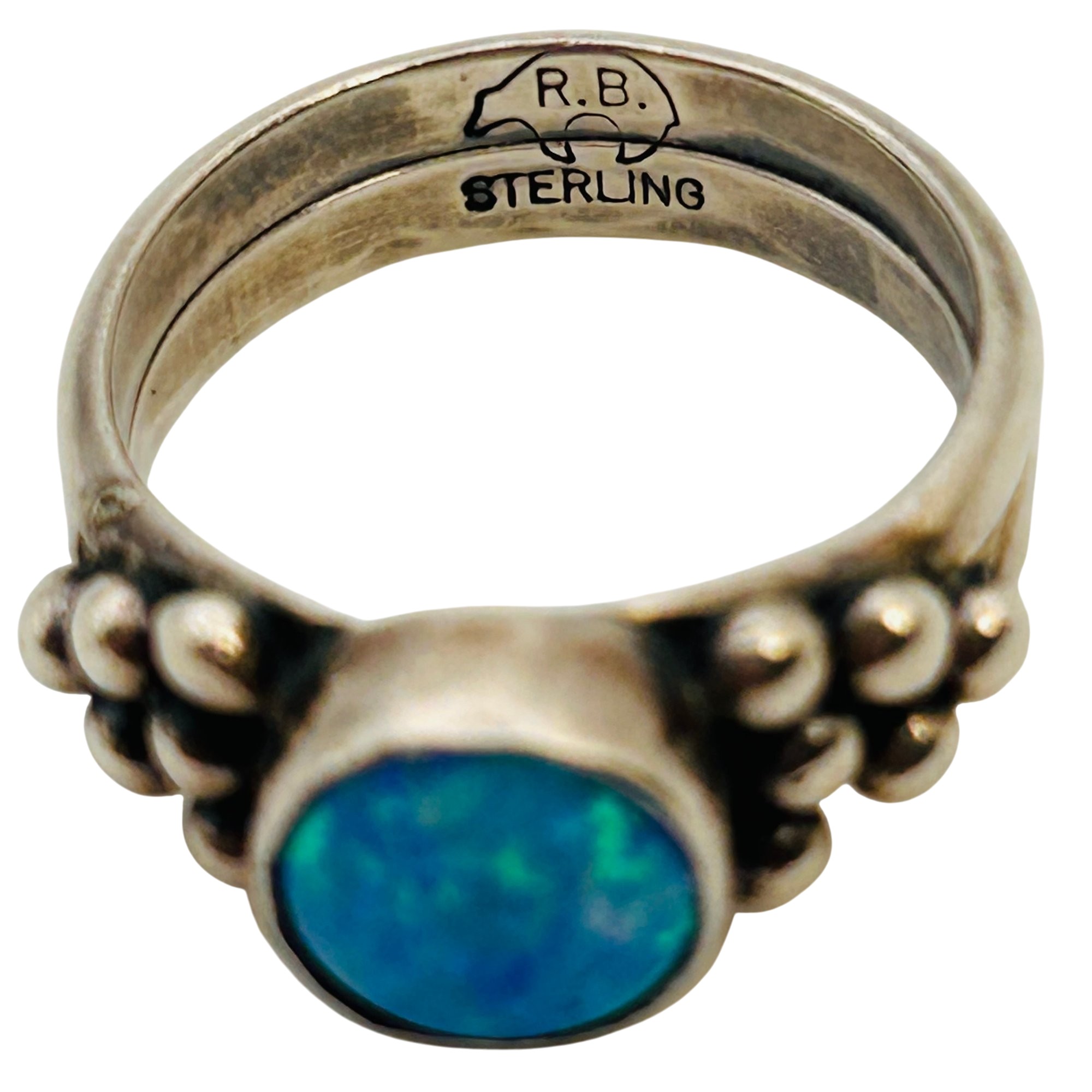 Running Bear Navajo Sterling Opal Ring Sz 6