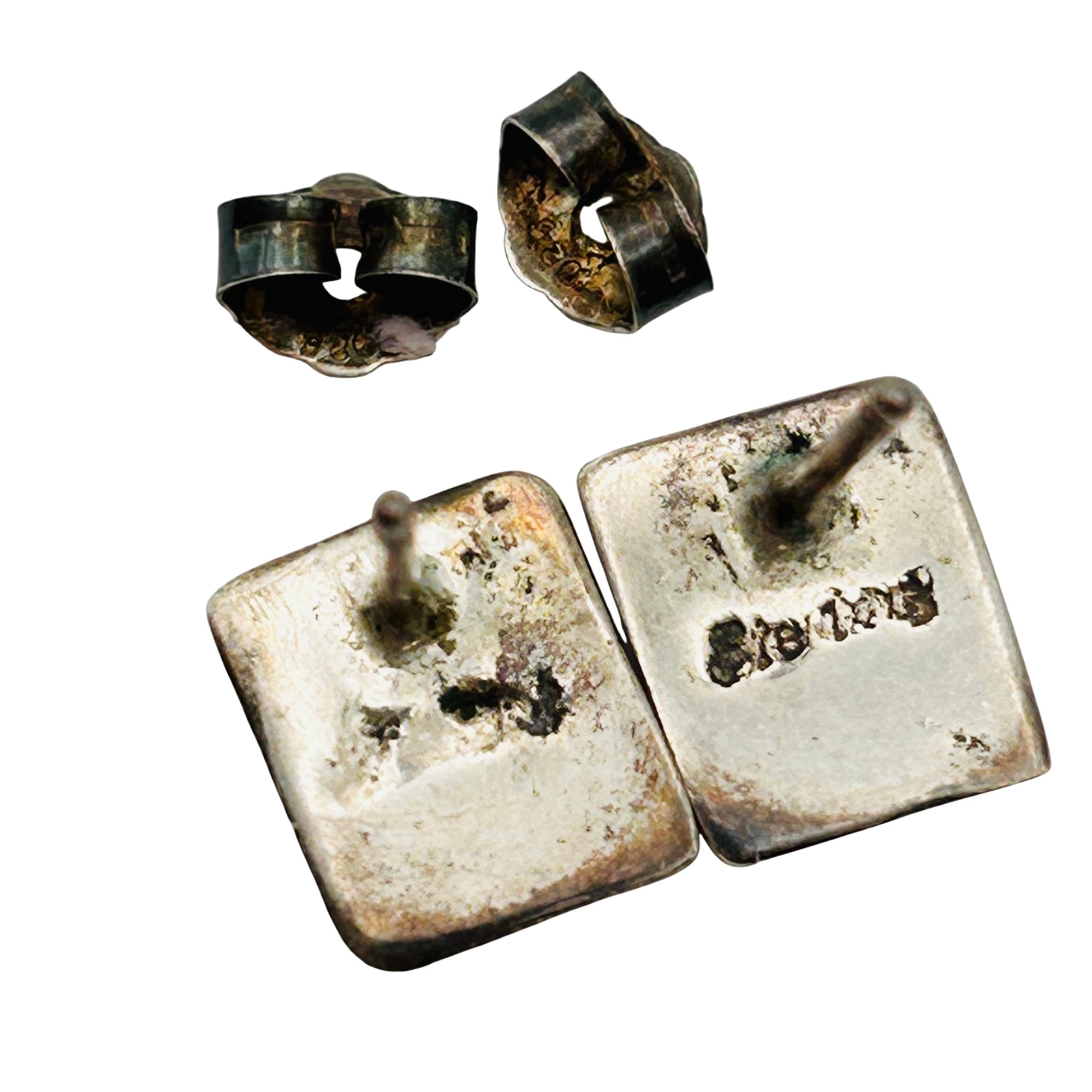 Southwest Sterling Inlay Multi-Stone Earrings