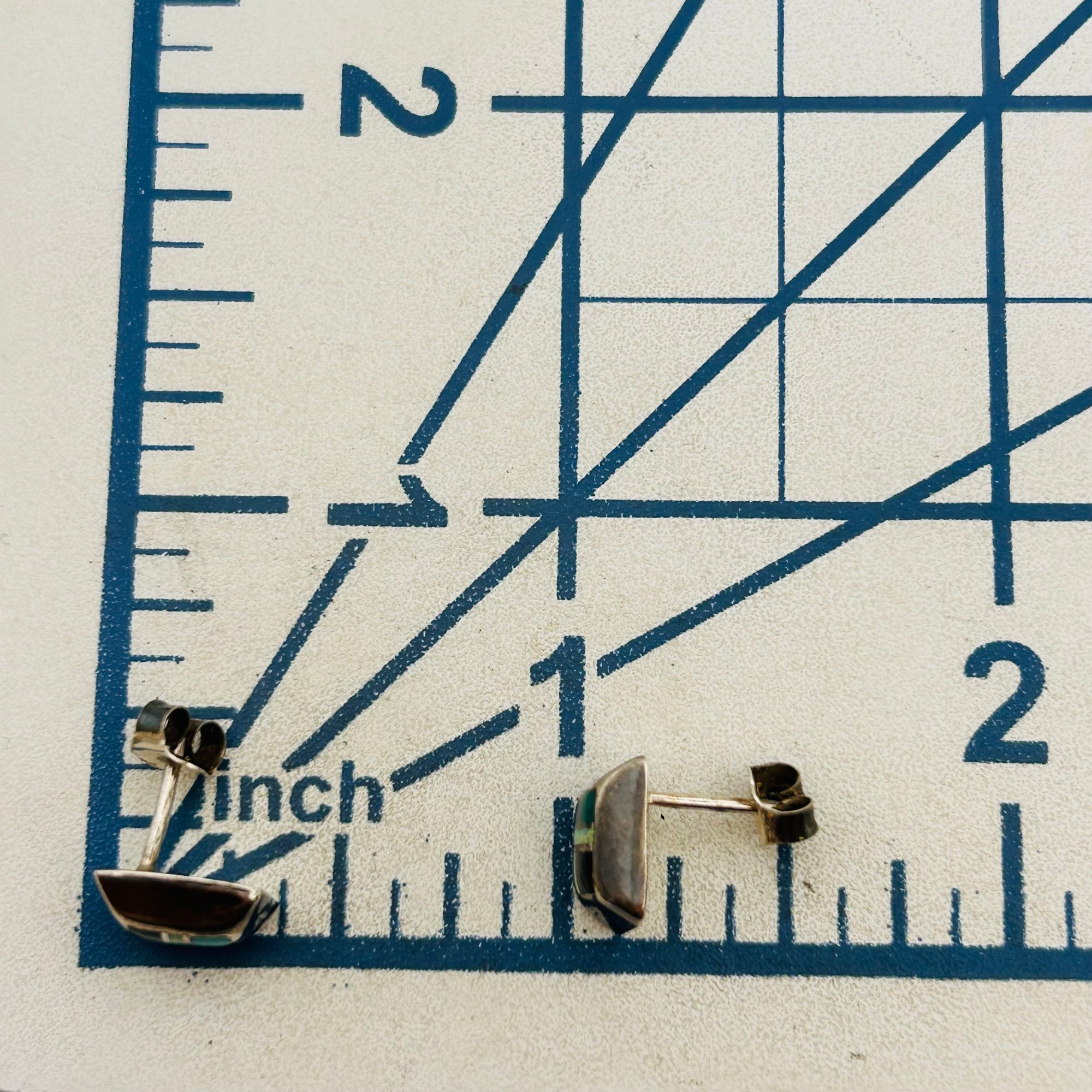 Southwest Sterling Inlay Multi-Stone Earrings