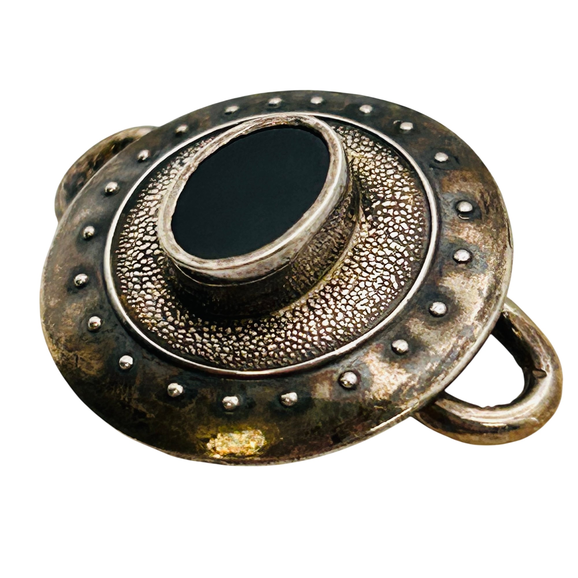 Signed Sterling Onyx Pendant