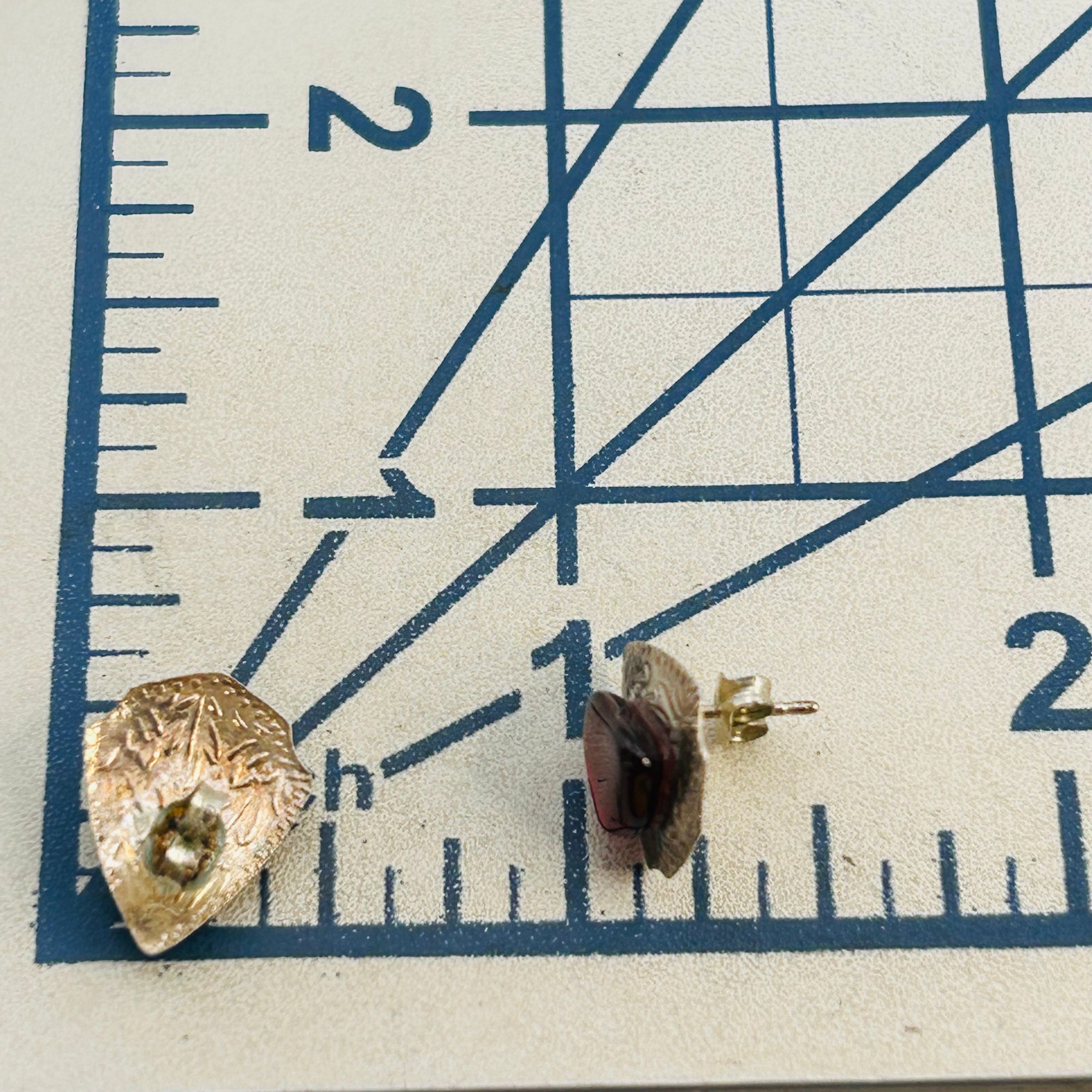 Southwest Sterling Stamped Garnet Stone Earrings