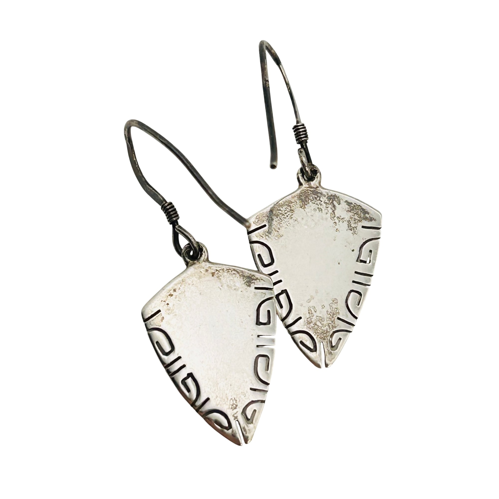 Southwest Sterling Inlay Opal And Onyx Earrings