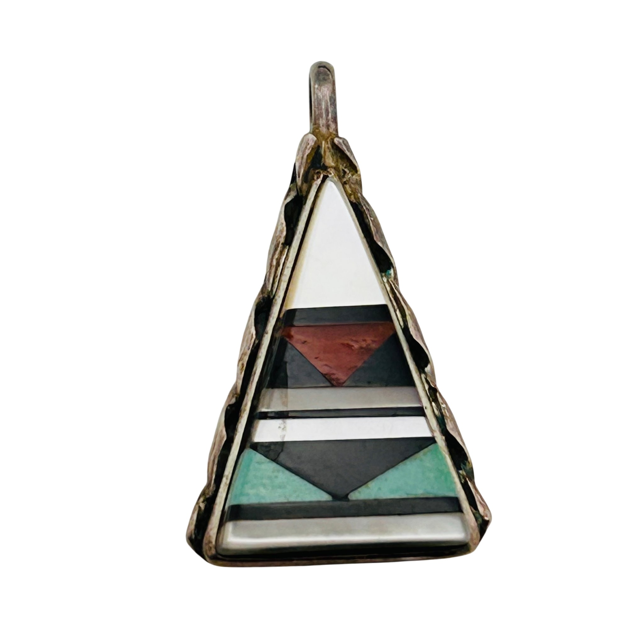 Zuni Sterling Inlay Multi-stone Pendant