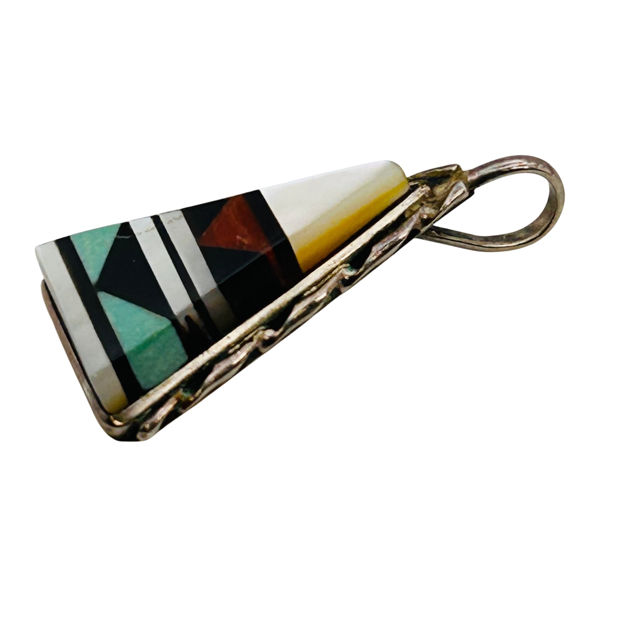 Zuni Sterling Inlay Multi-stone Pendant