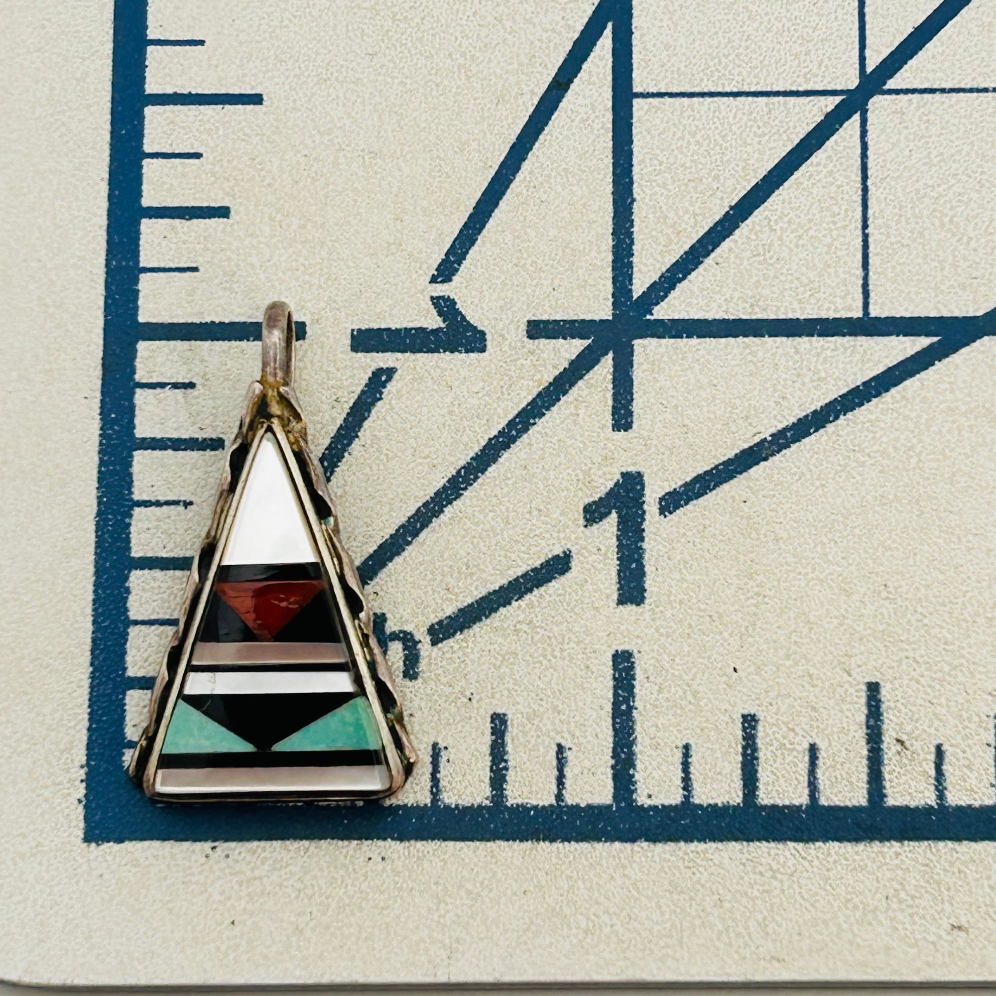 Zuni Sterling Inlay Multi-stone Pendant
