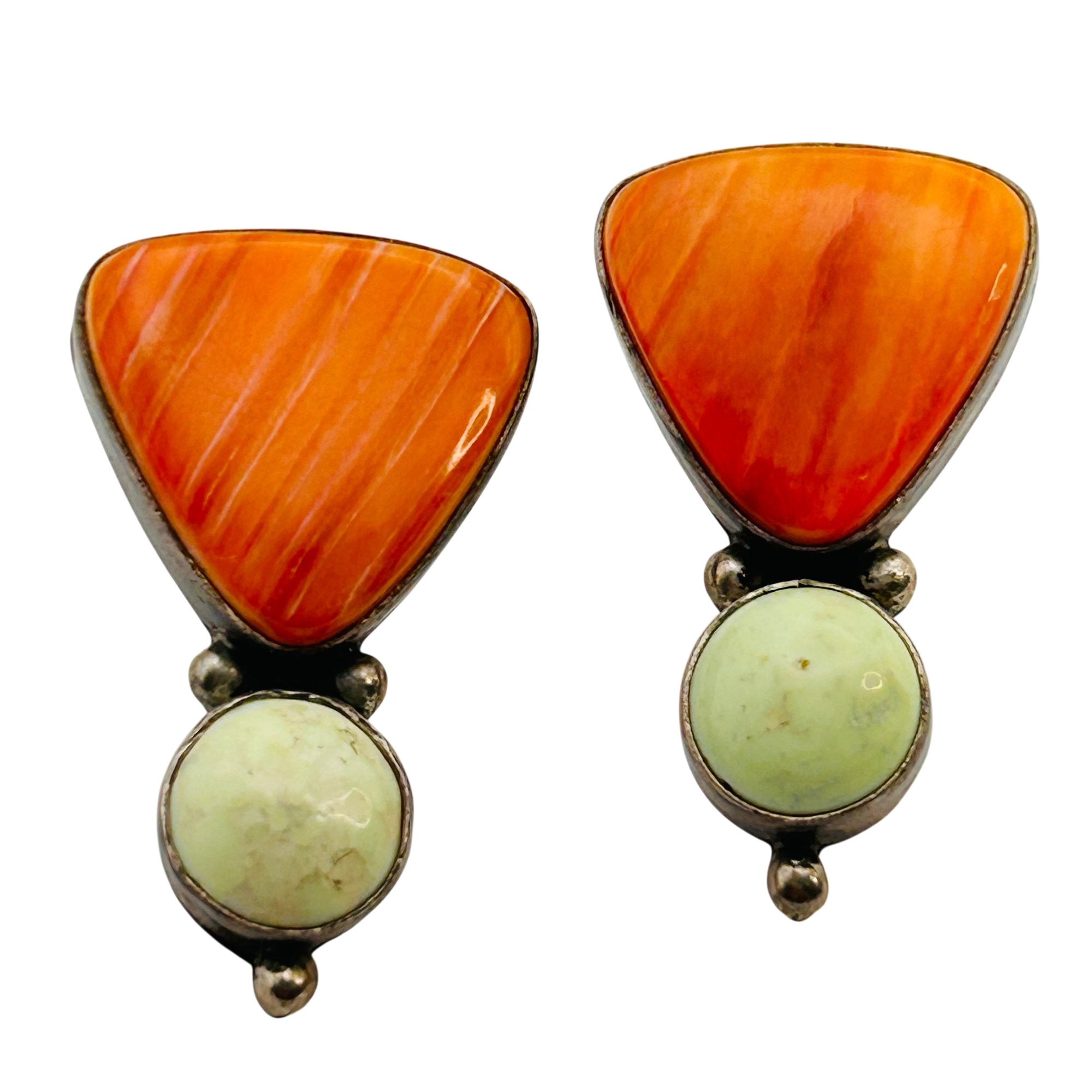 Signed Vintage Navajo Sterling Spiny Oyster Earrings