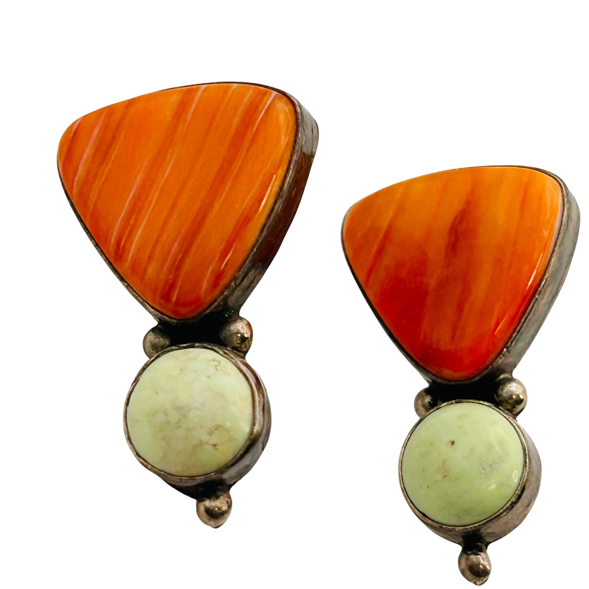 Signed Vintage Navajo Sterling Spiny Oyster Earrings