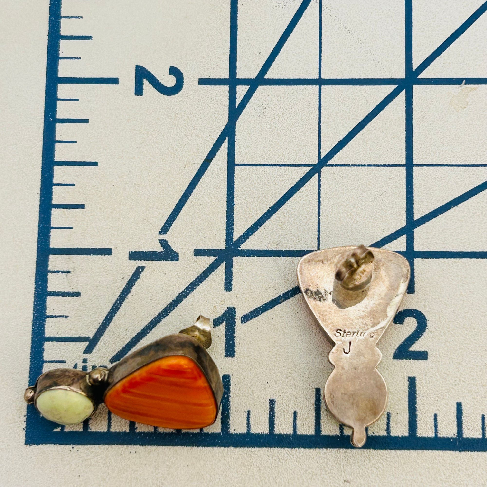 Signed Vintage Navajo Sterling Spiny Oyster Earrings