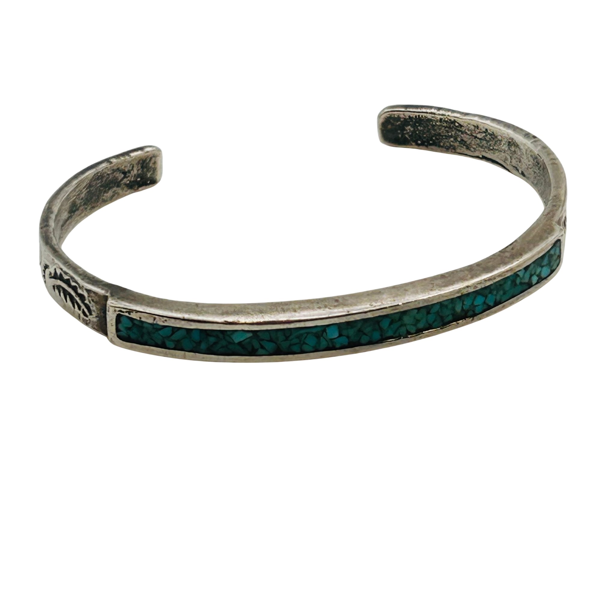Navajo Sterling Crushed Turquoise Cuff Bracelet