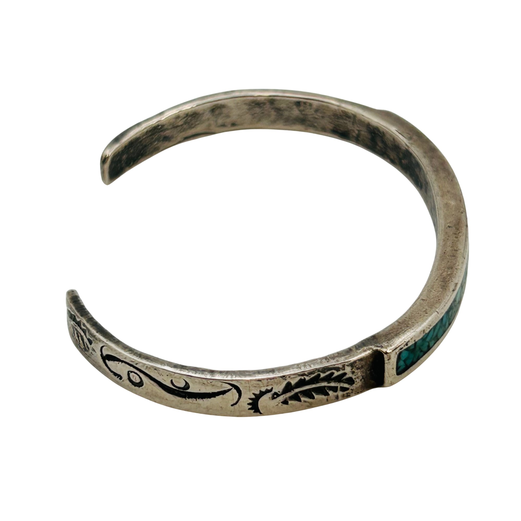Navajo Sterling Crushed Turquoise Cuff Bracelet