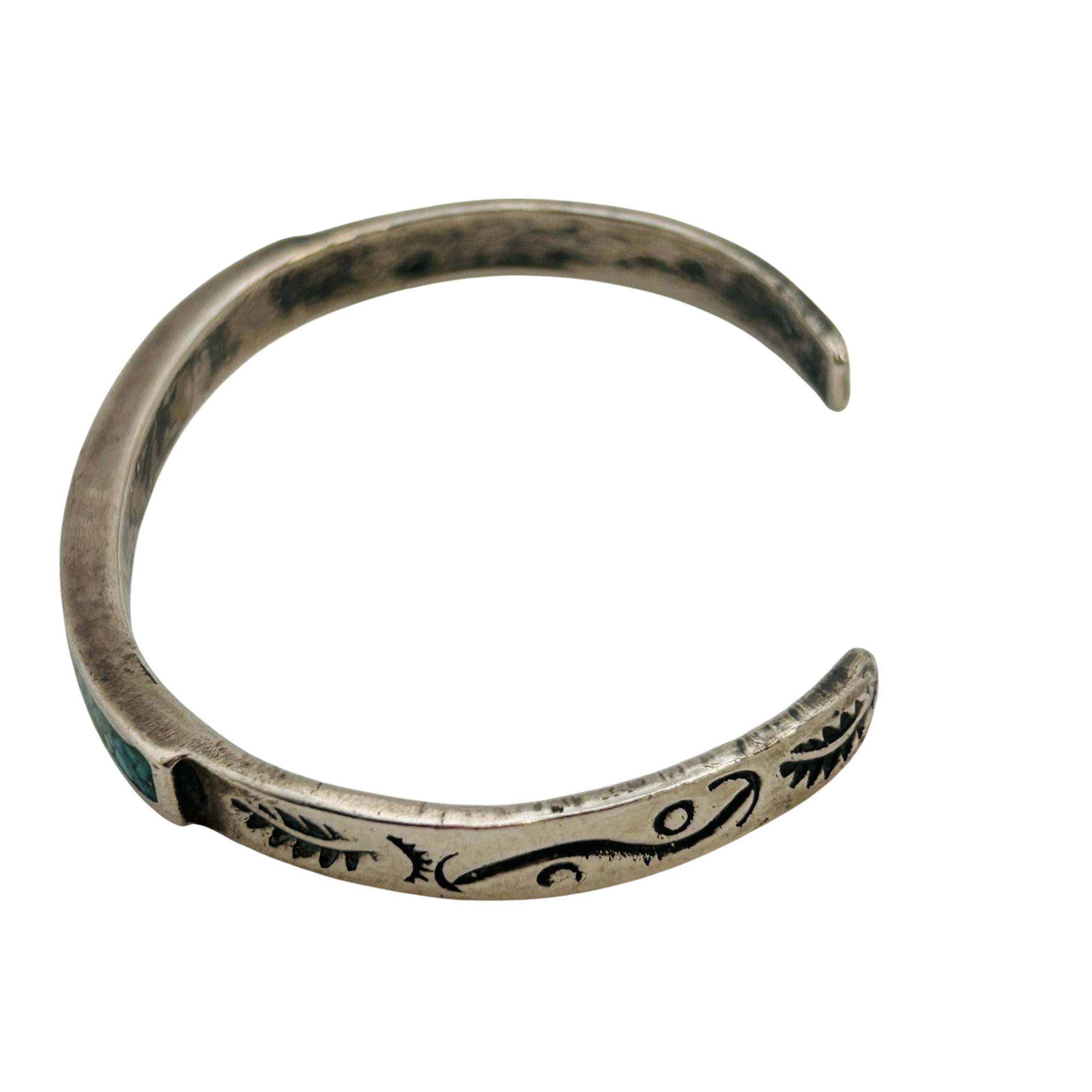 Navajo Sterling Crushed Turquoise Cuff Bracelet