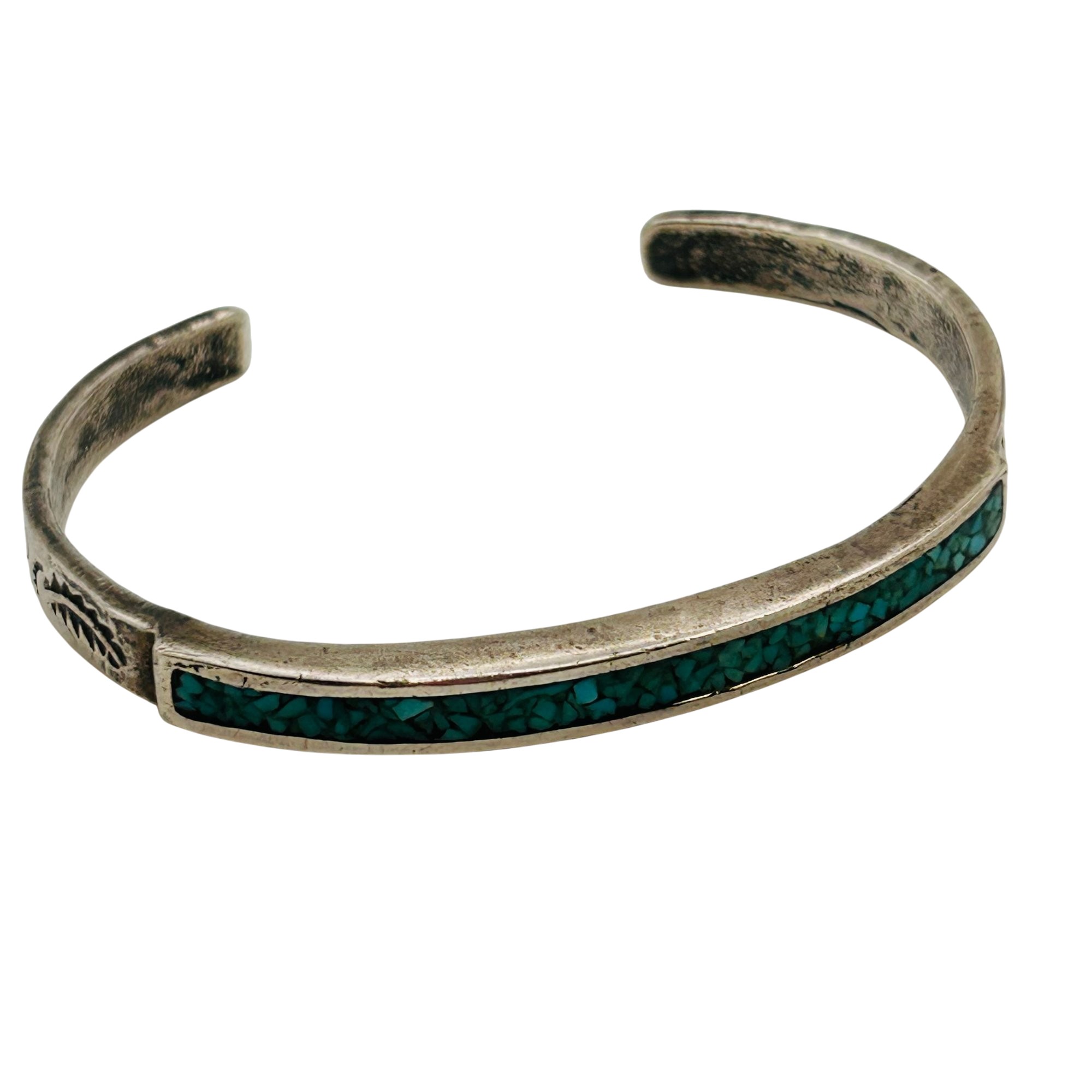 Navajo Sterling Crushed Turquoise Cuff Bracelet