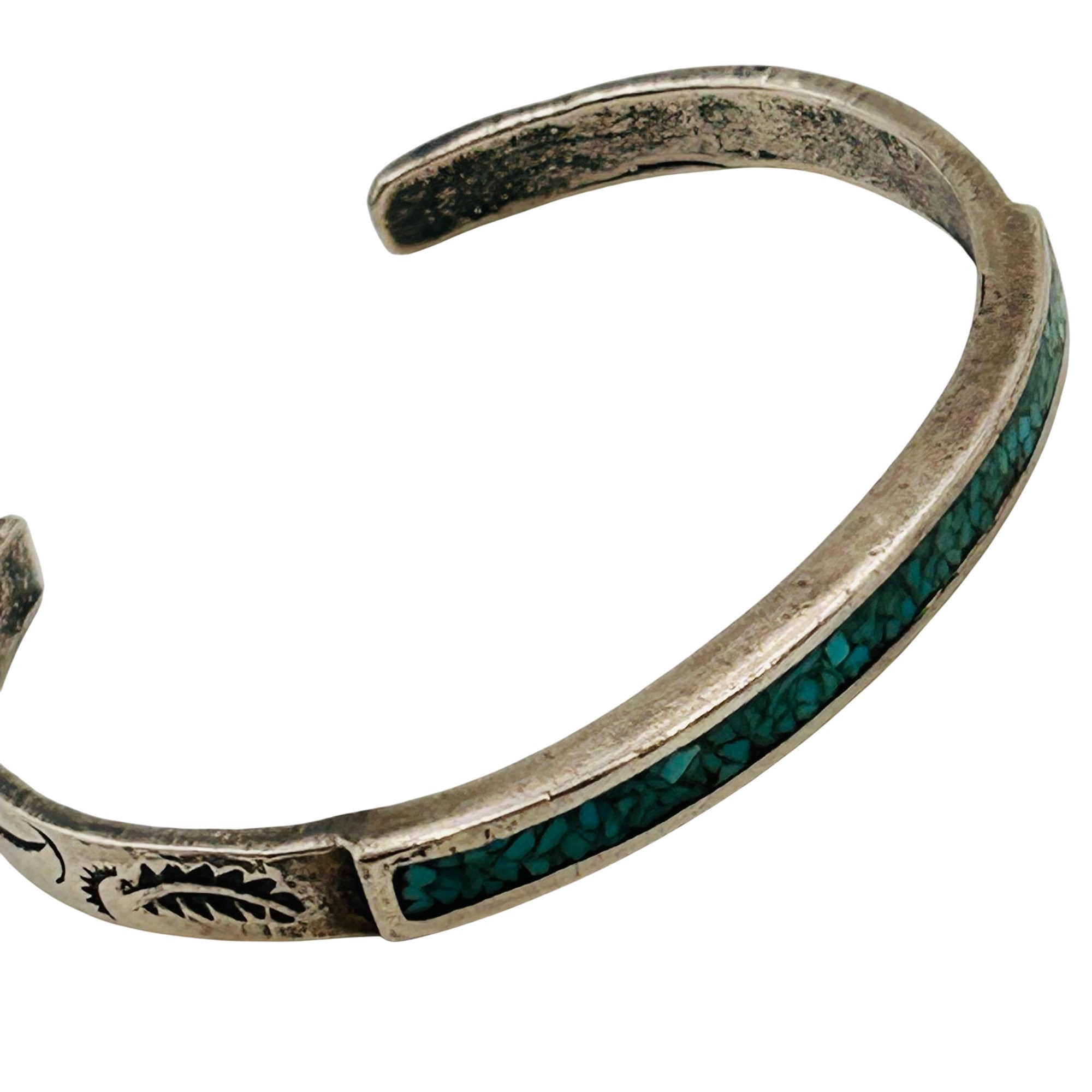 Navajo Sterling Crushed Turquoise Cuff Bracelet