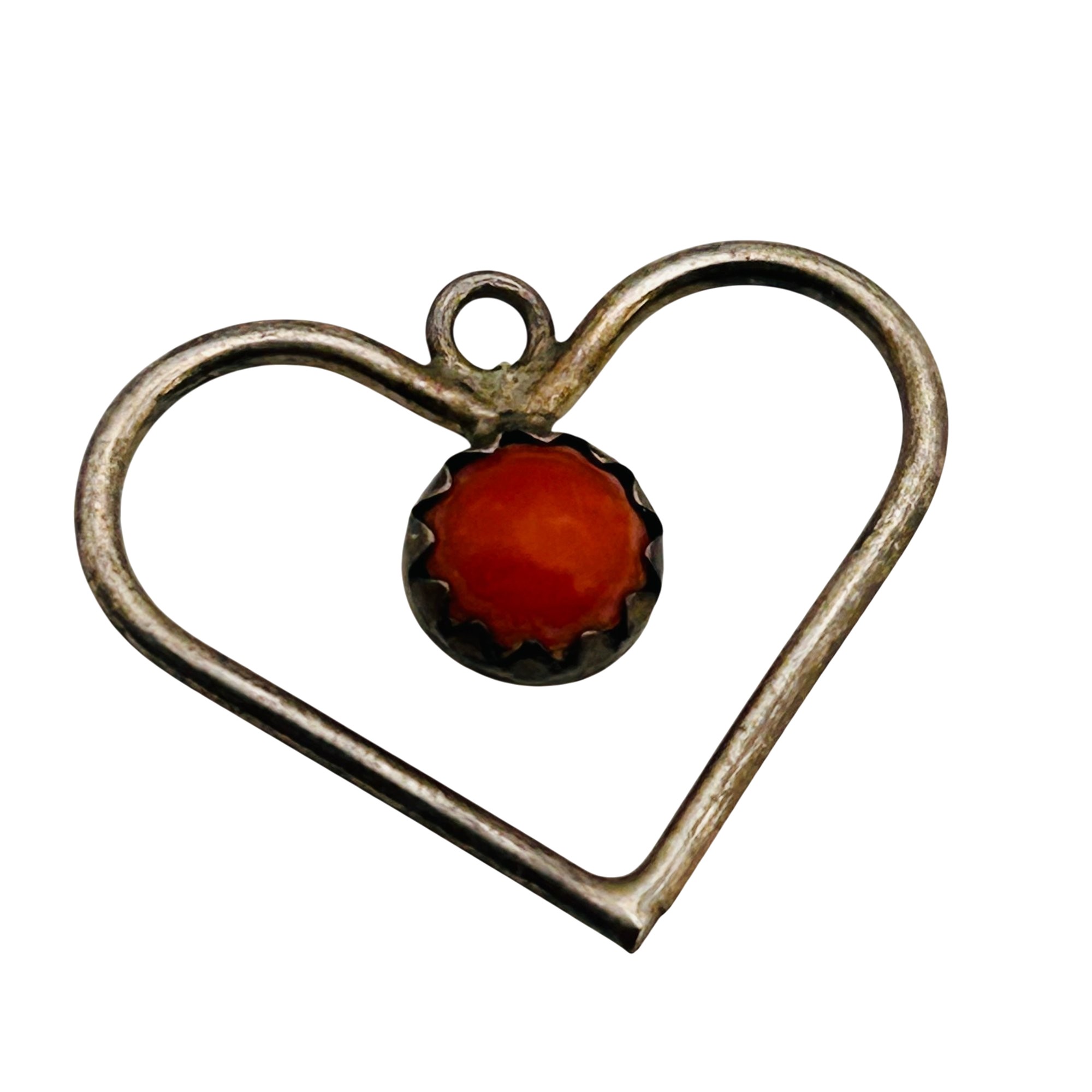 Perry Navajo Sterling Coral Heart Pendant
