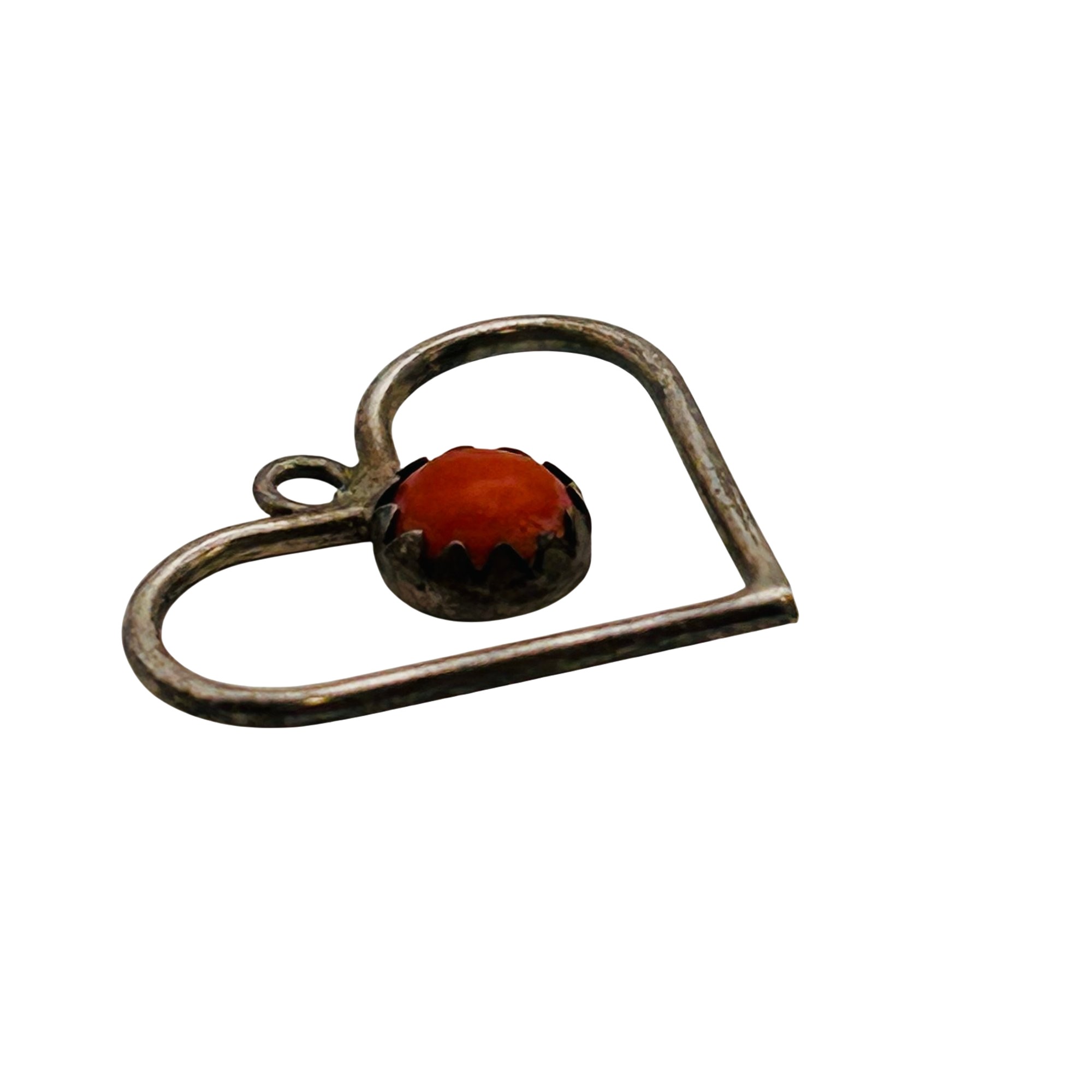 Perry Navajo Sterling Coral Heart Pendant