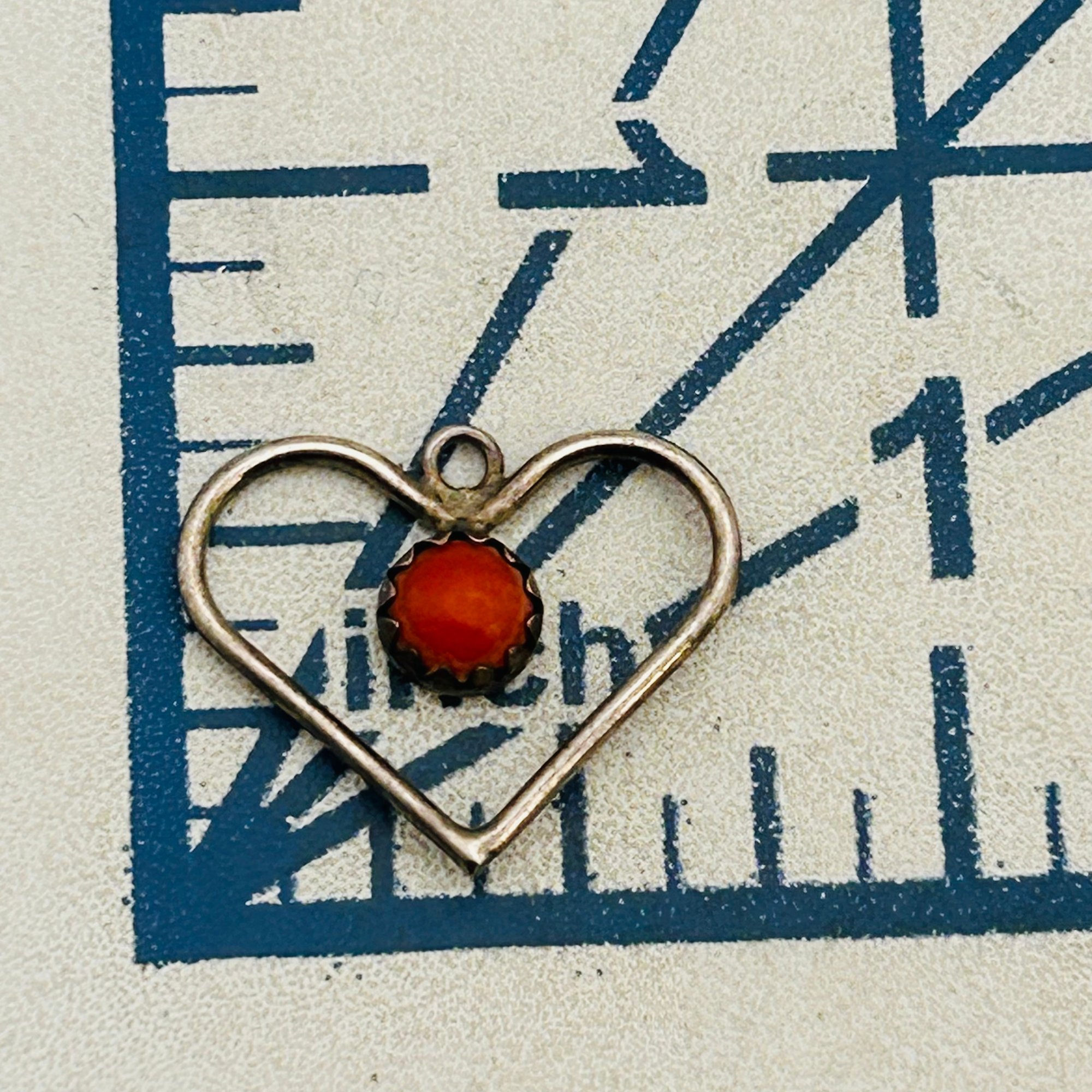 Perry Navajo Sterling Coral Heart Pendant