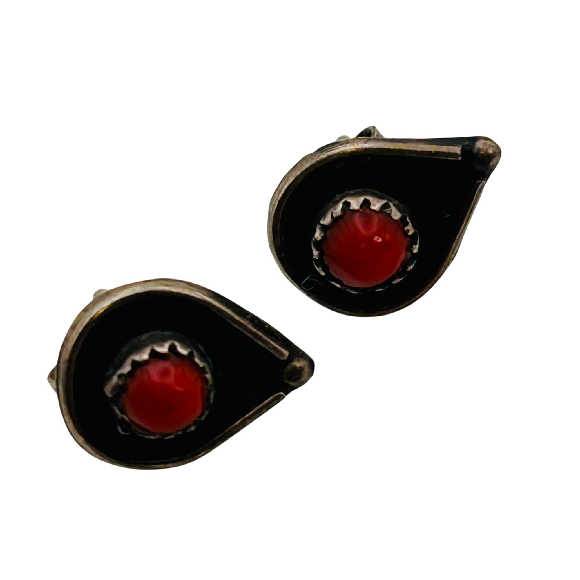 Navajo Sterling Coral Earrings