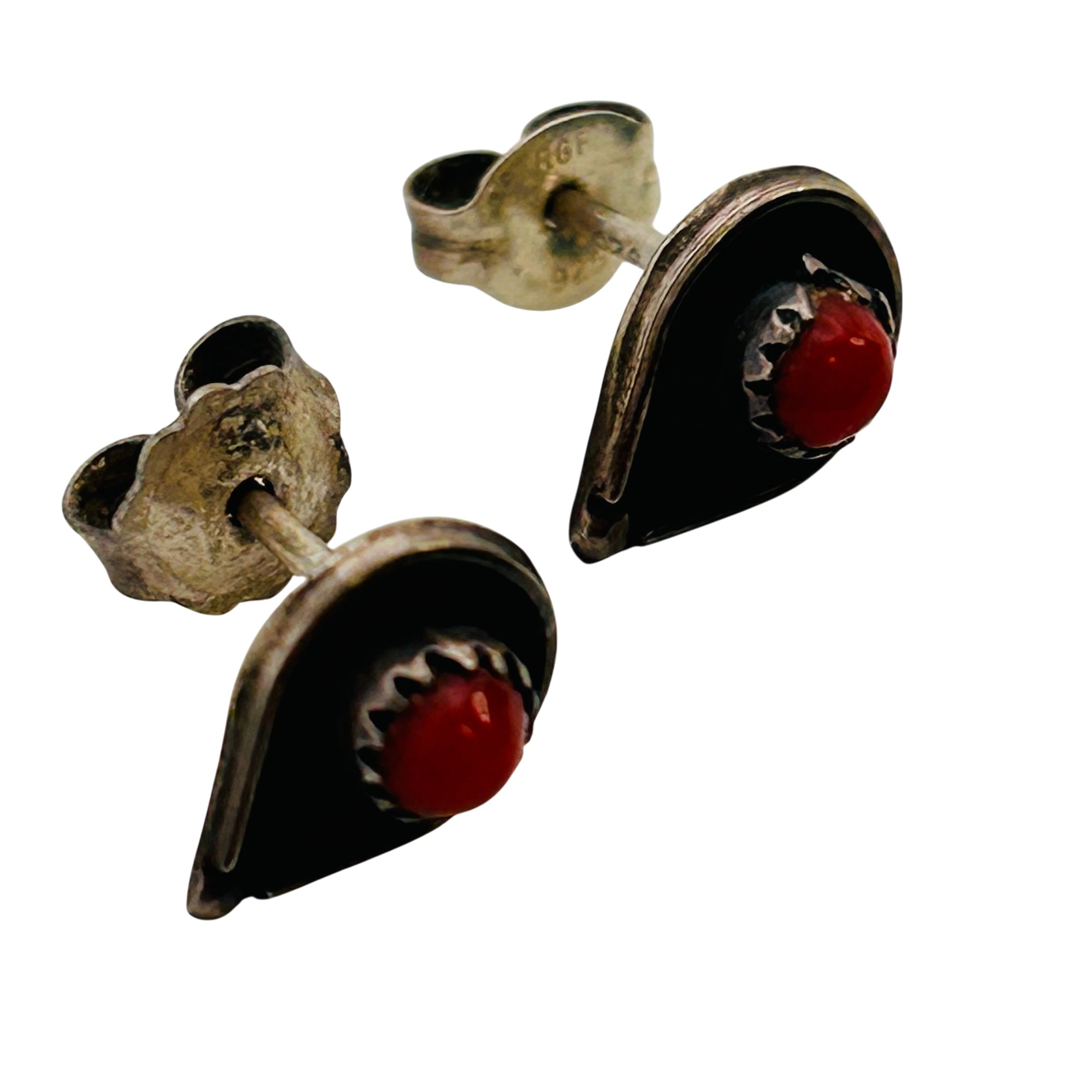 Navajo Sterling Coral Earrings