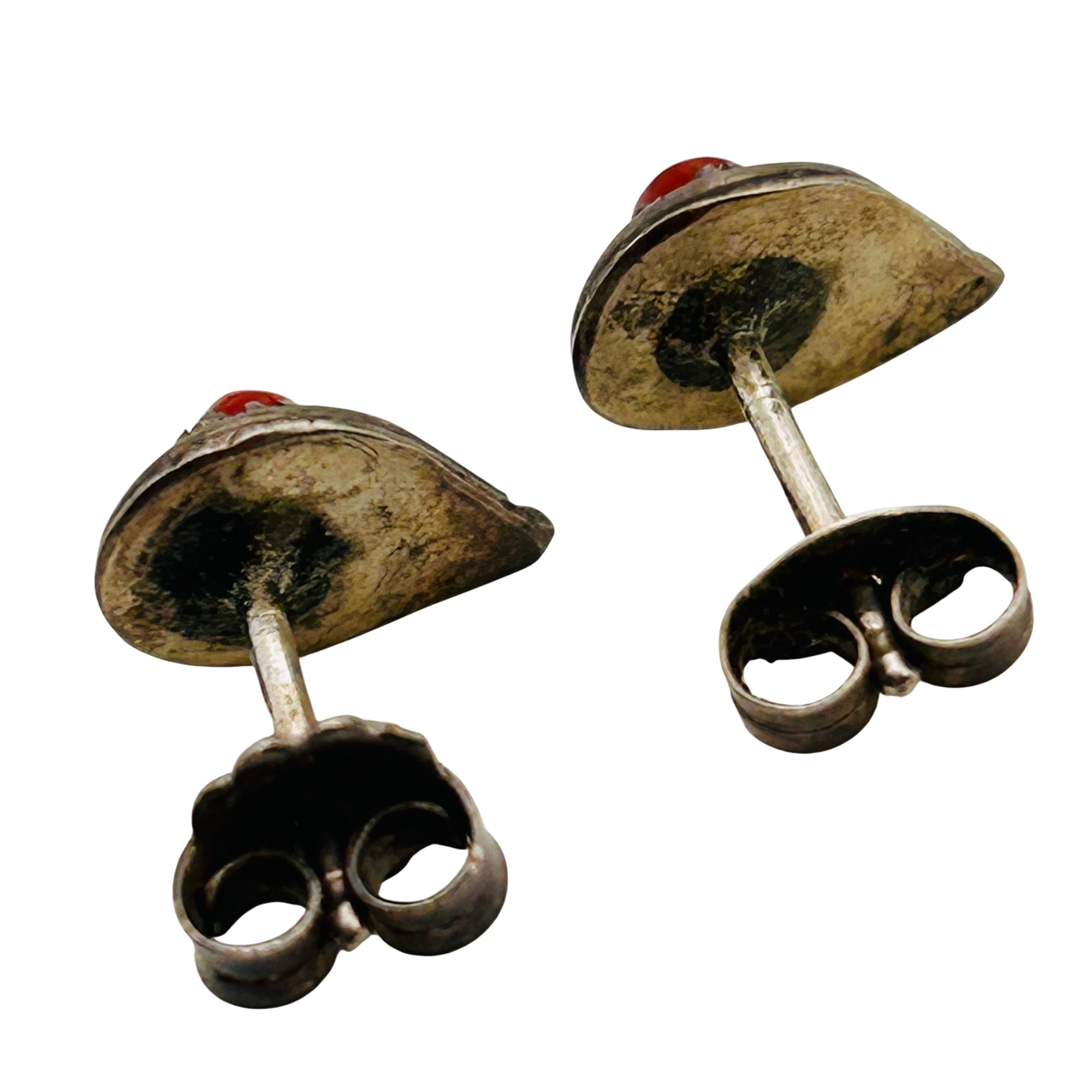 Navajo Sterling Coral Earrings