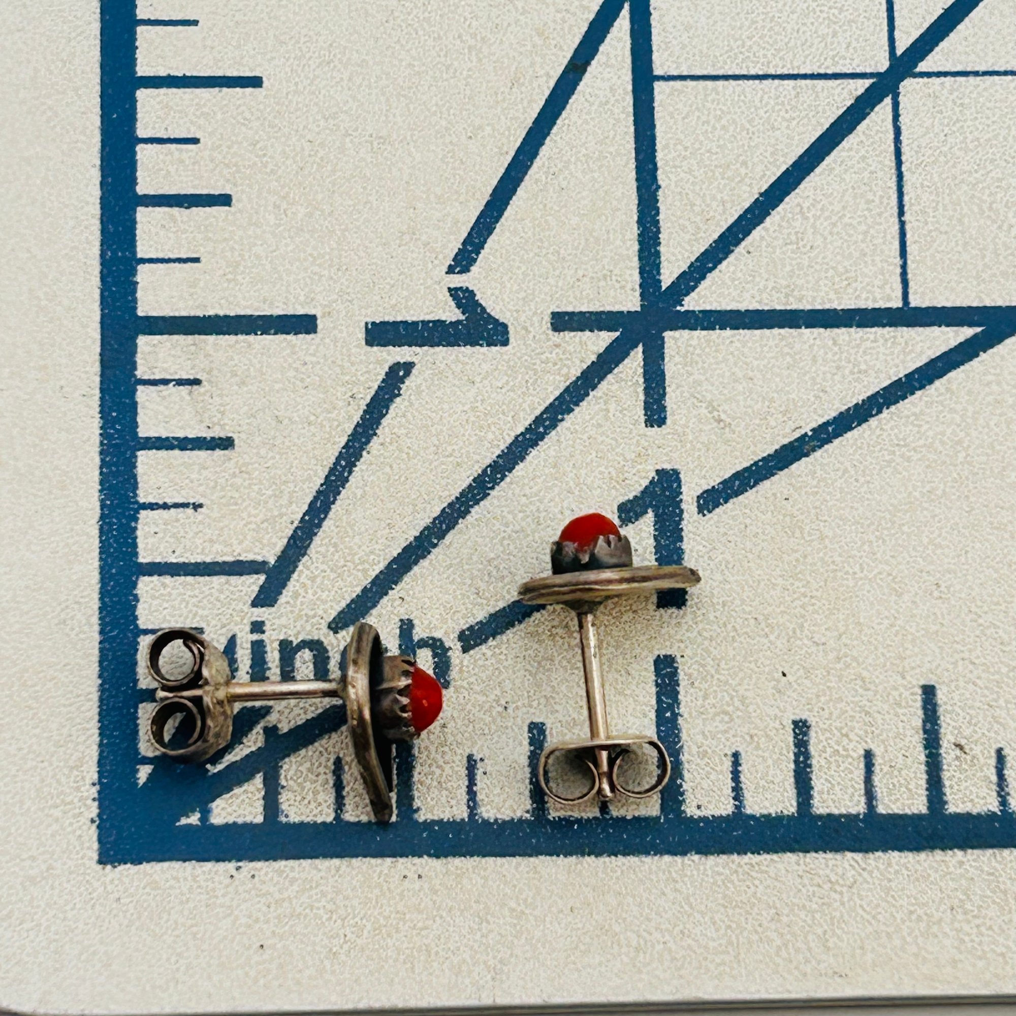 Navajo Sterling Coral Earrings