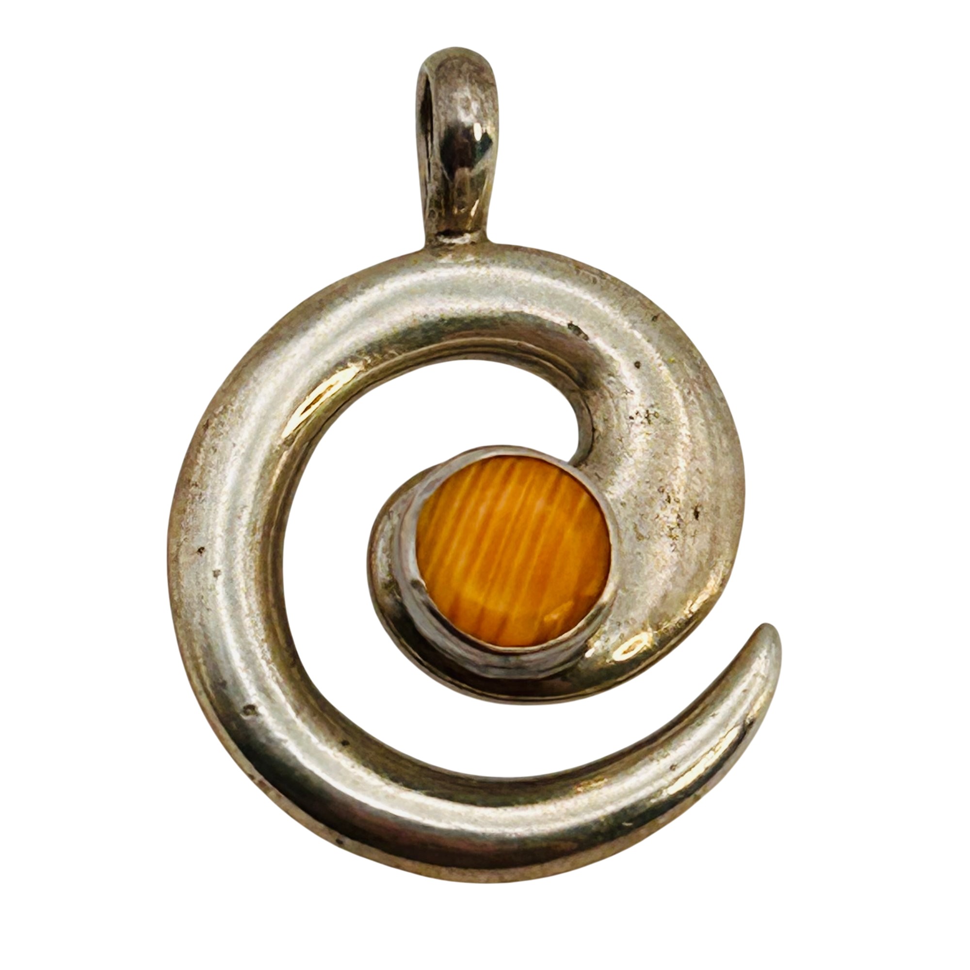Signed Navajo Sterling Swirl Pendant