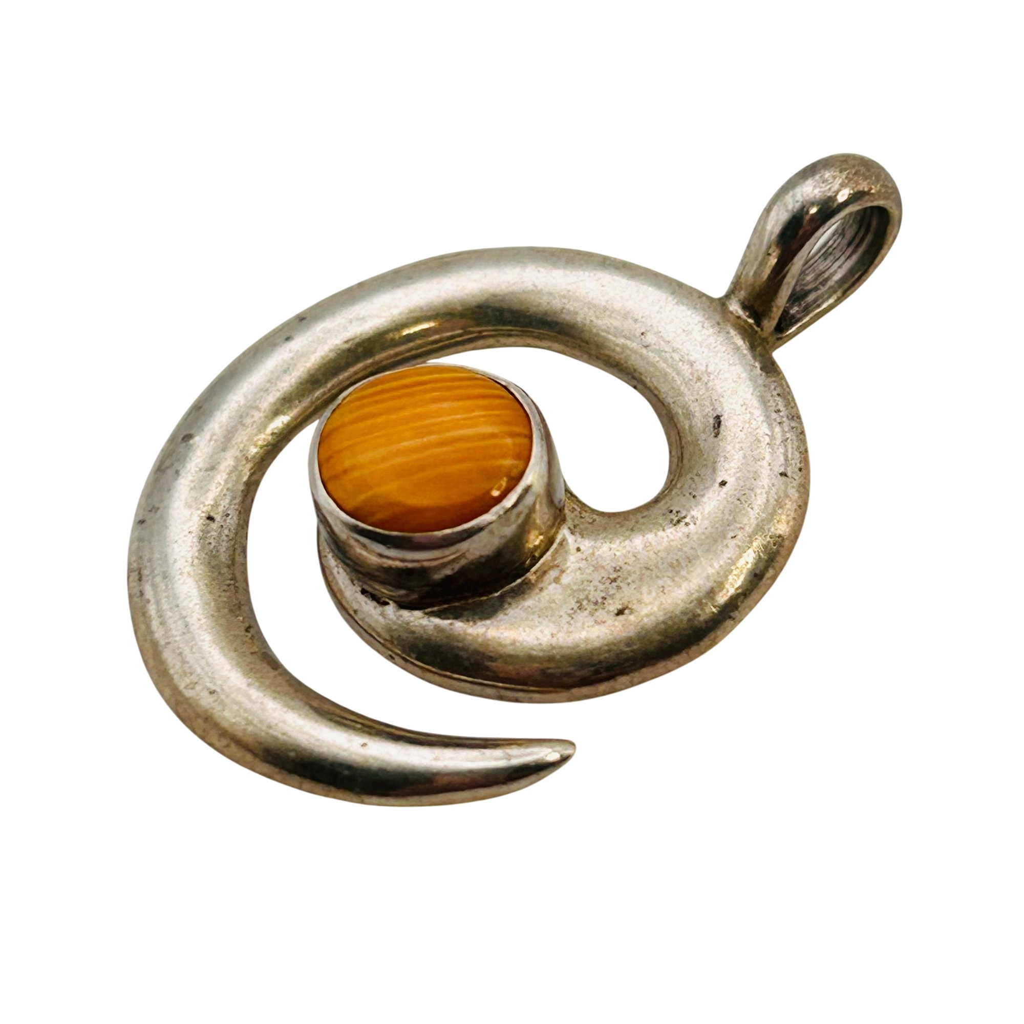 Signed Navajo Sterling Swirl Pendant