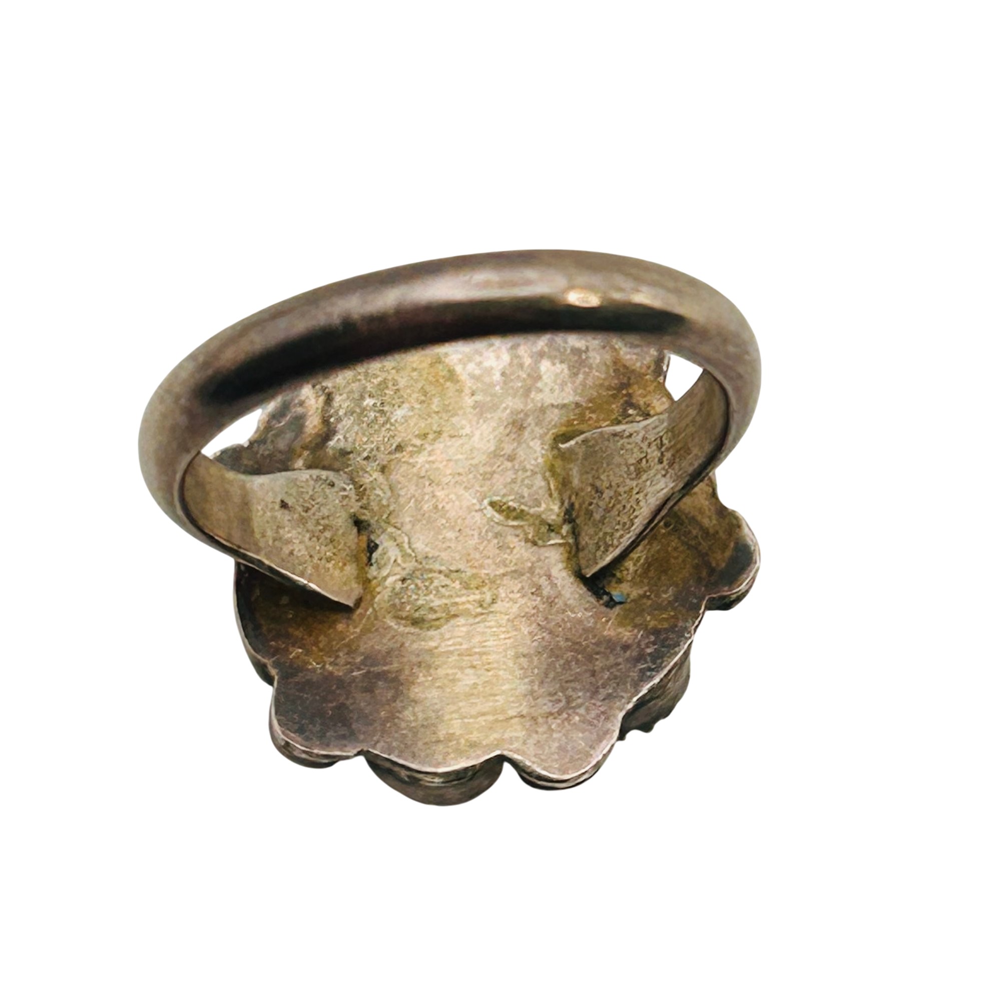 Native Sterling Turquoise Cluster Ring Sz 4