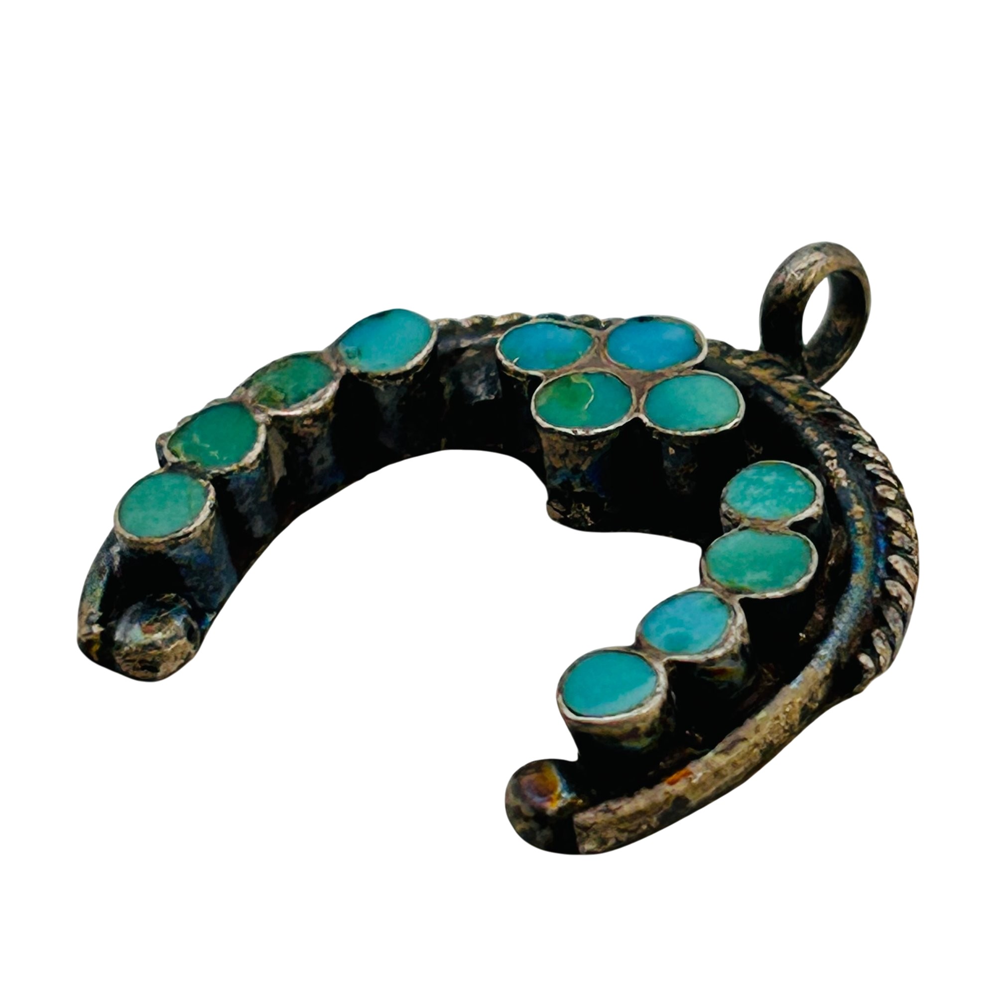 Vintage Zuni Sterling Turquoise Naja Pendant