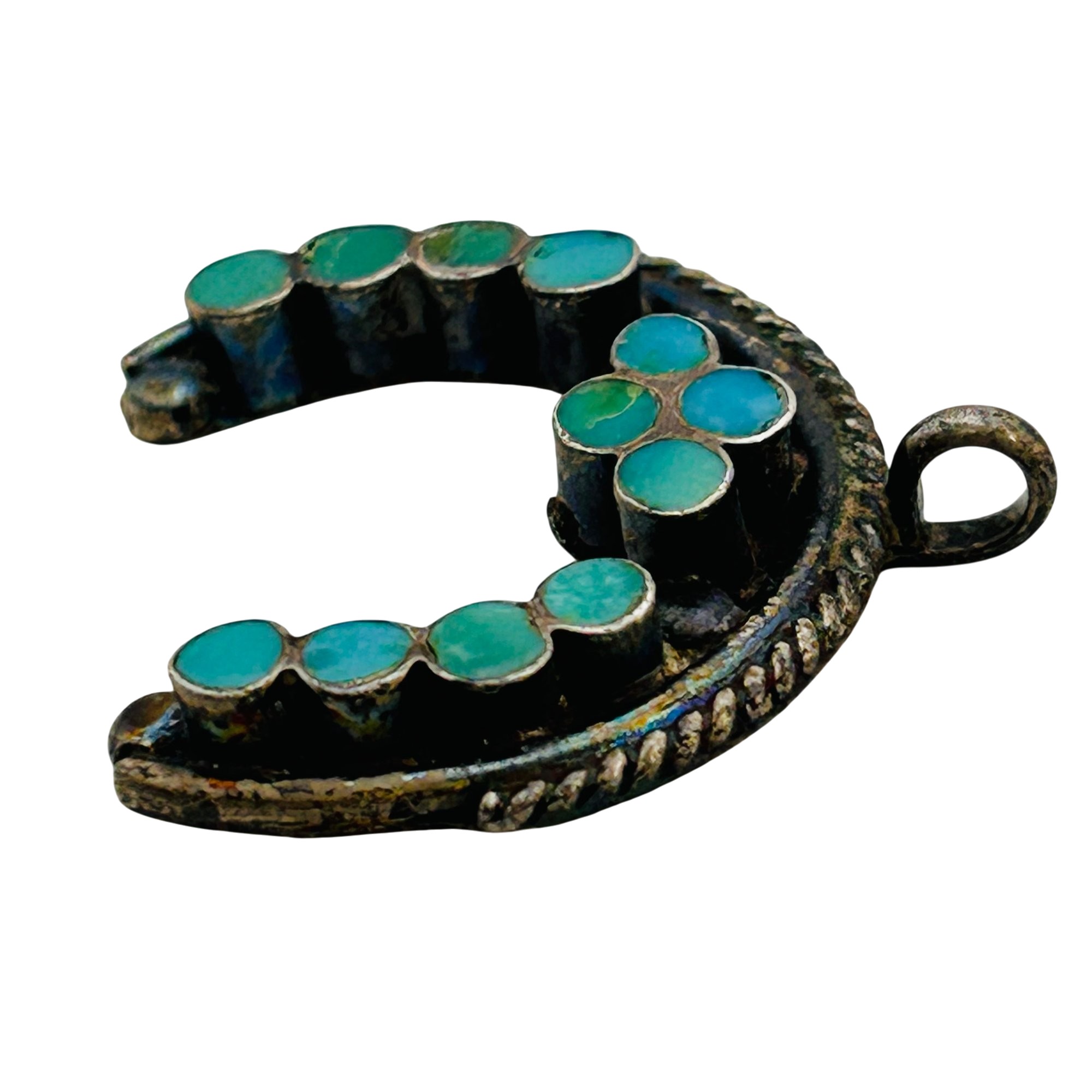 Vintage Zuni Sterling Turquoise Naja Pendant