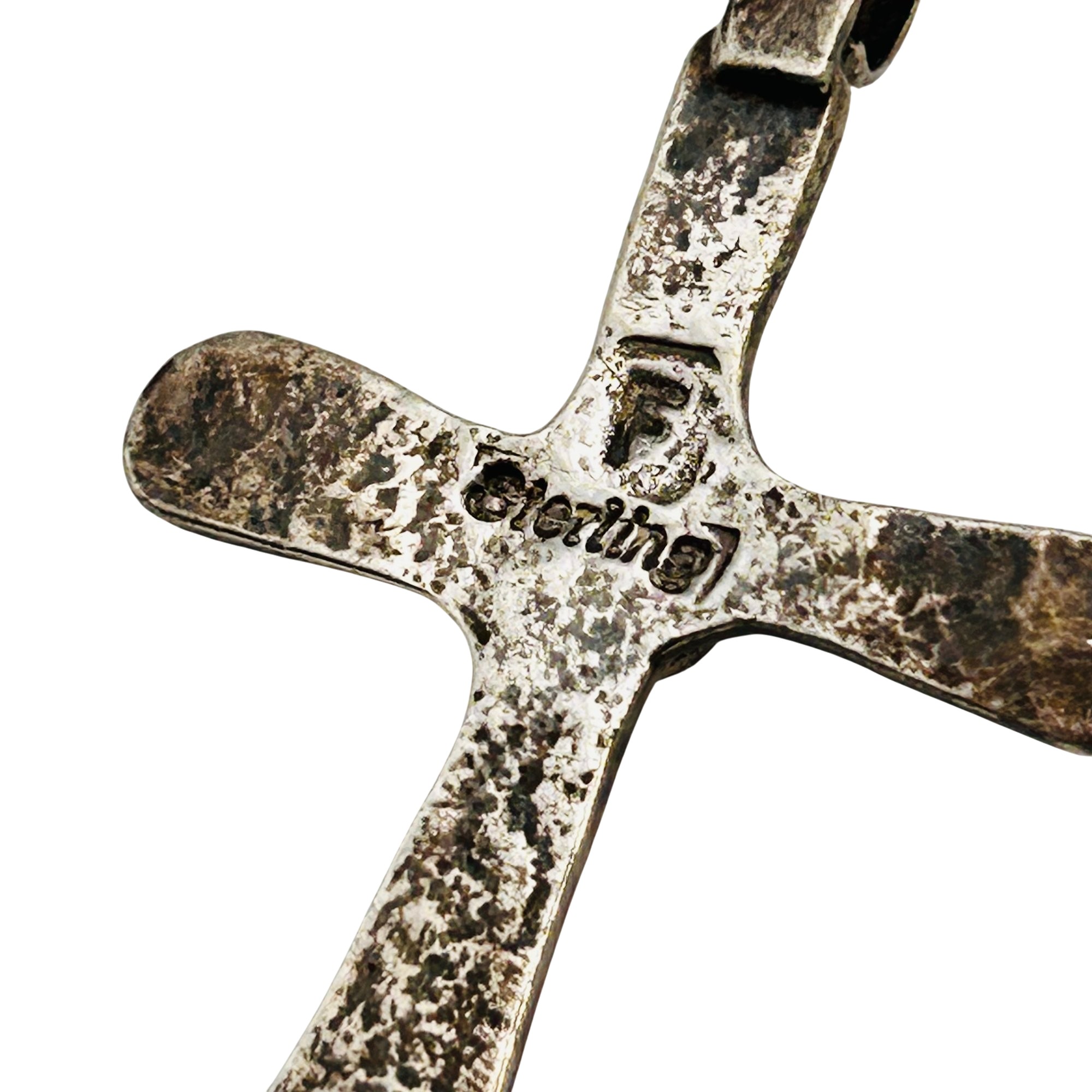 Signed Navajo Sterling Opal Cross Pendant