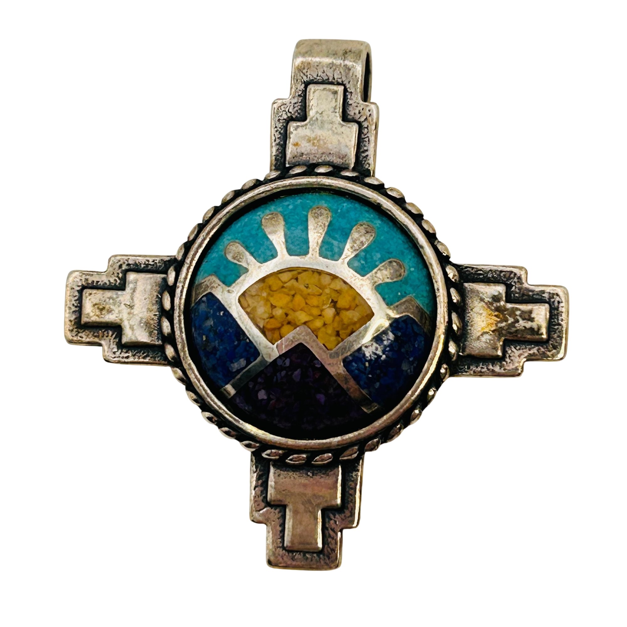 Carolyn Pollack Sterling Gemstone Mosaic Cross Pendant