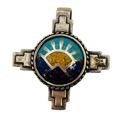 Carolyn Pollack Sterling Gemstone Mosaic Cross Pendant. Carolyn Pollack sterling gemstone mosaic 