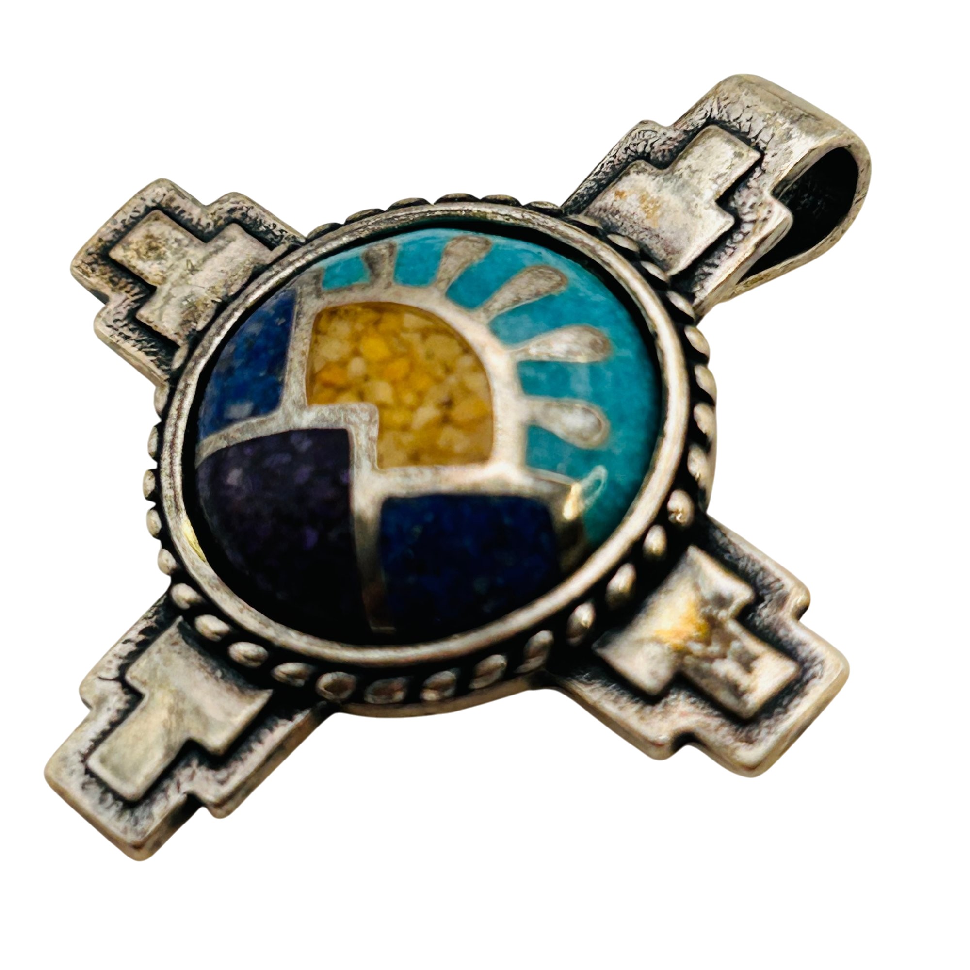 Carolyn Pollack Sterling Gemstone Mosaic Cross Pendant