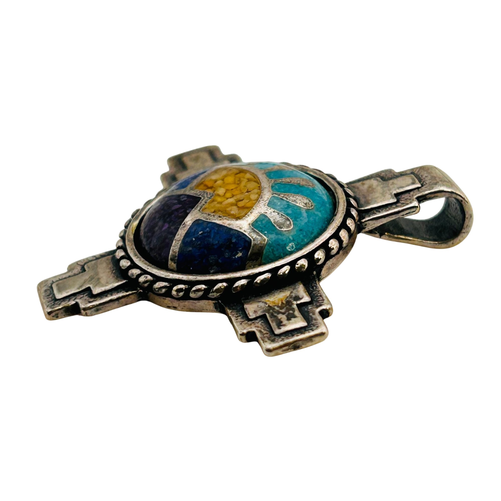 Carolyn Pollack Sterling Gemstone Mosaic Cross Pendant