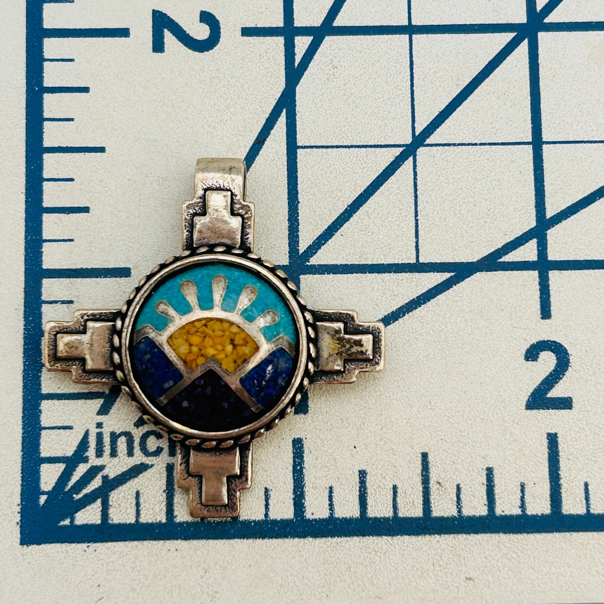 Carolyn Pollack Sterling Gemstone Mosaic Cross Pendant